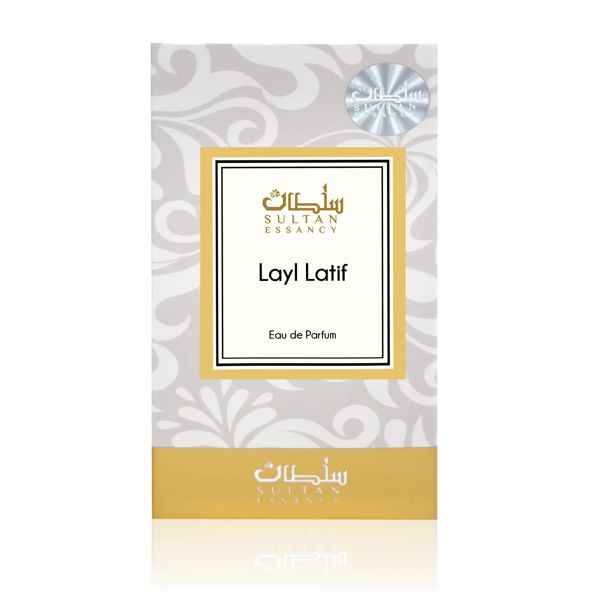 Sultan Essancy Layl Latif Eau de Parfum Verpackung, Unisex-Parfüm mit Kastanie, Vanille, Hölzern und sanfter Rauchnuance bei Oriental-Style