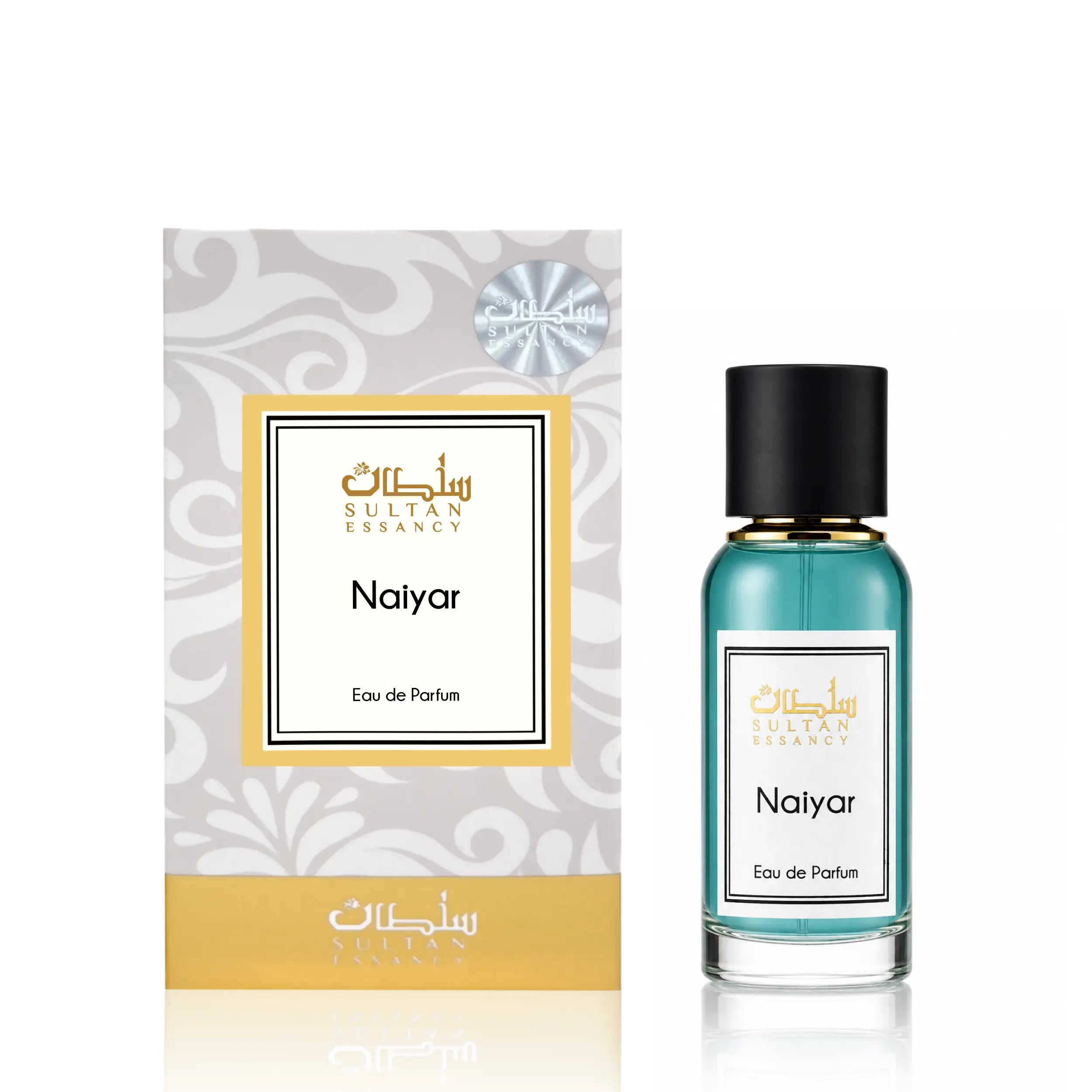 Sultan Essancy Naiyar Eau de Parfum mit Box und Flakon, fruchtig-frischer Herrenduft mit Apfel, Zitrus, Pflaume, Kardamom, Moschus und Amber als Duftzwilling