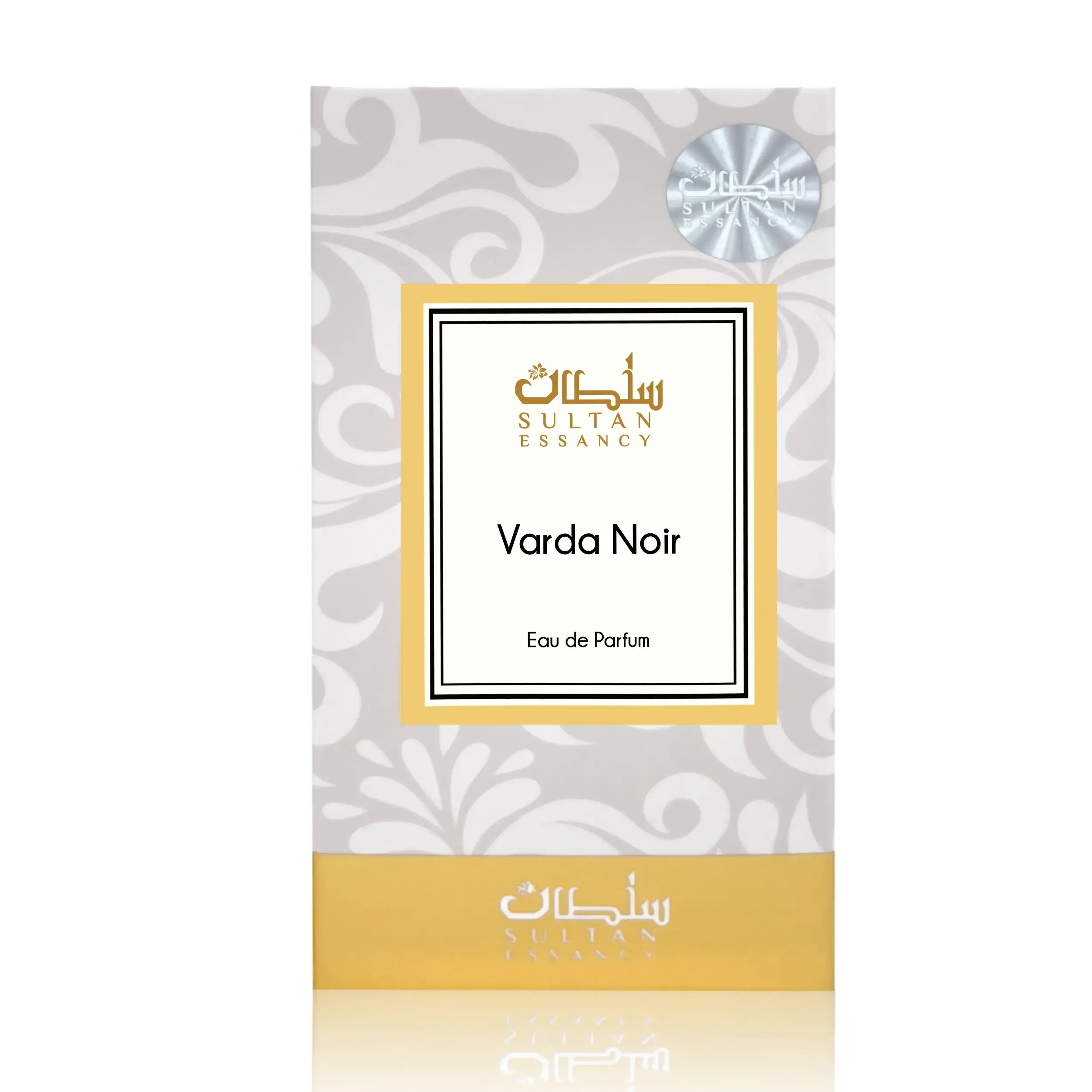 Varda Noir Eau de Parfum Verpackung von Sultan Essancy, femininer Duftzwilling mit Pflaume, Moschus, Tuberose, Rose und Vanille