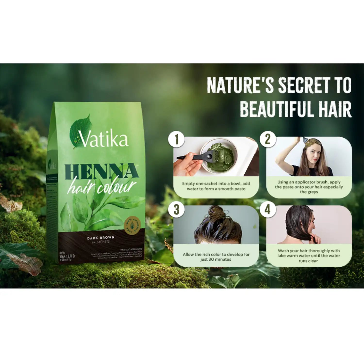 Vatika Henna Haarfarbe Dunkelbraun 60g Vatika | Oriental-Style