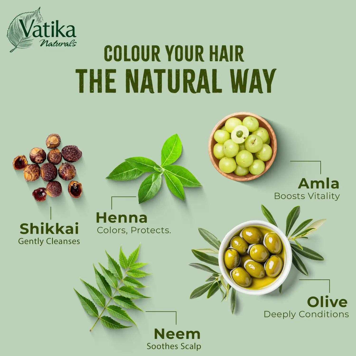 Vatika Henna Hair Colour Haarfarbe - Naturbraun mit Mandeln 60g Vatika | Oriental-Style