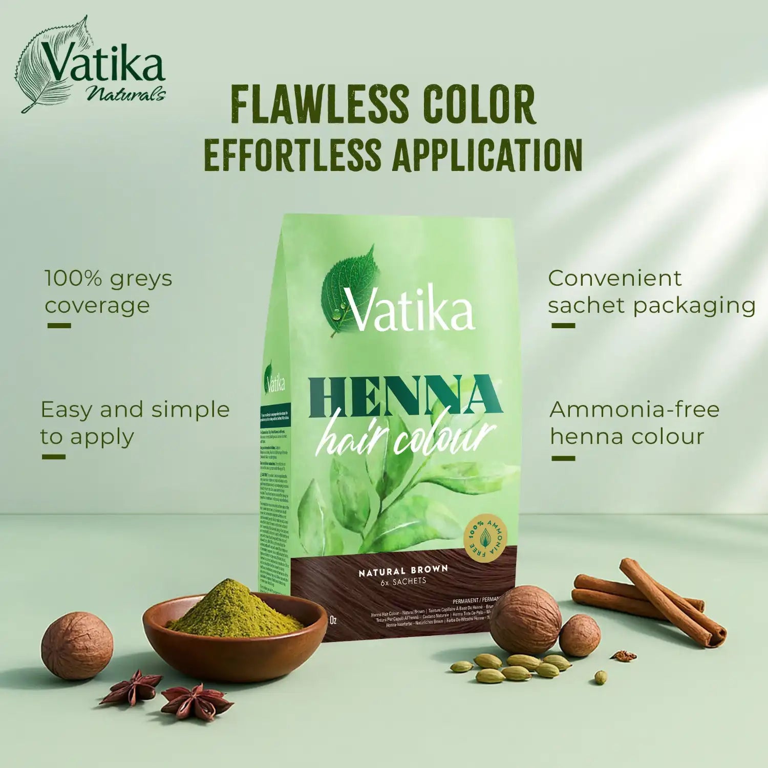Vatika Henna Hair Colour Haarfarbe - Naturbraun mit Mandeln 60g Vatika | Oriental-Style