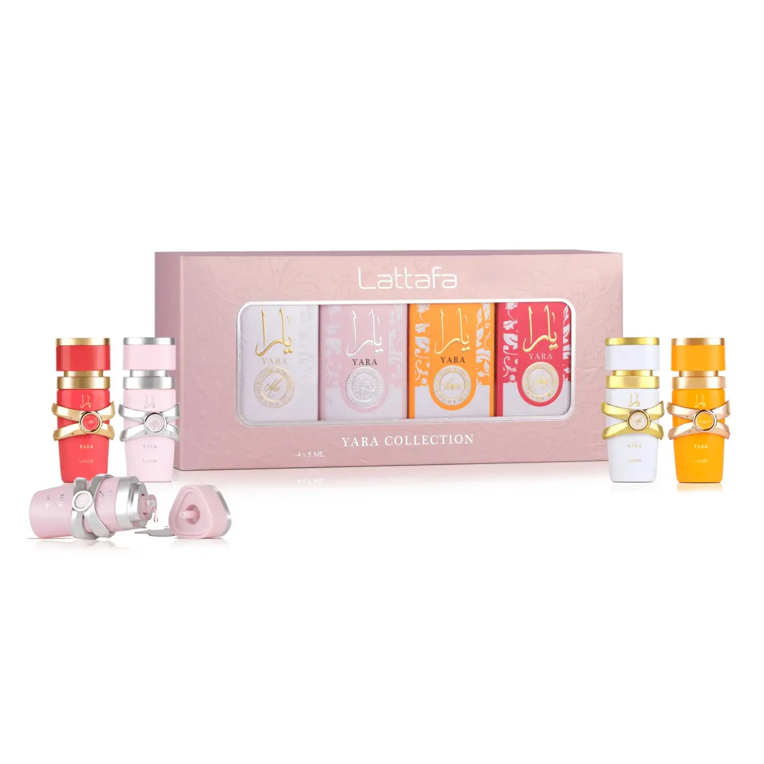 Lattafa Yara Perfume Oil Mini Collection 20 ml – Pink, Candy, Tous & Moi – 4 × 5 ml