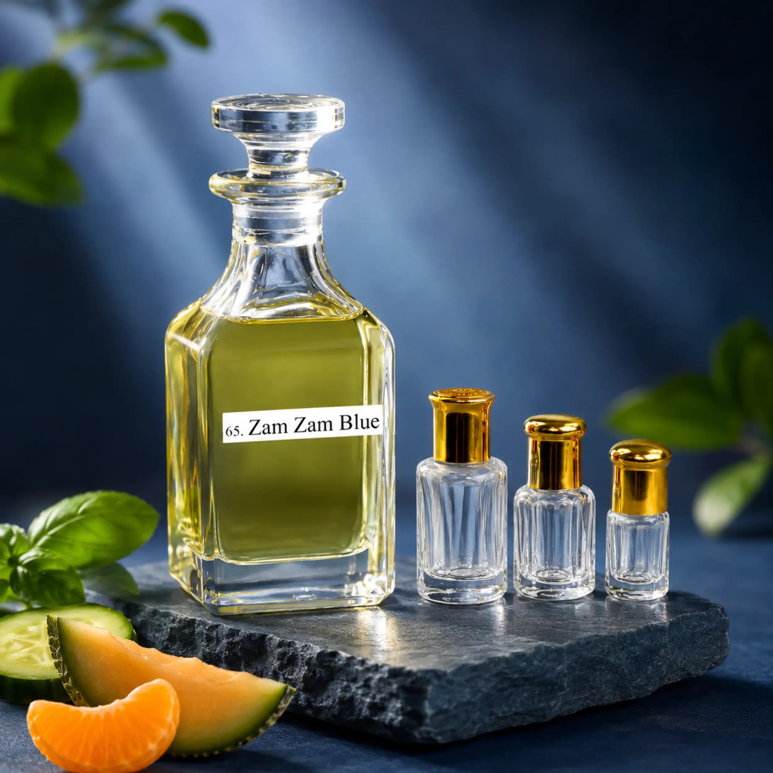 ZamZam Blue Herren Parfümöl von Sultan Essancy in frischer aquatischer Duftinszenierung mit Melone, Gurke und grünen Akzenten
