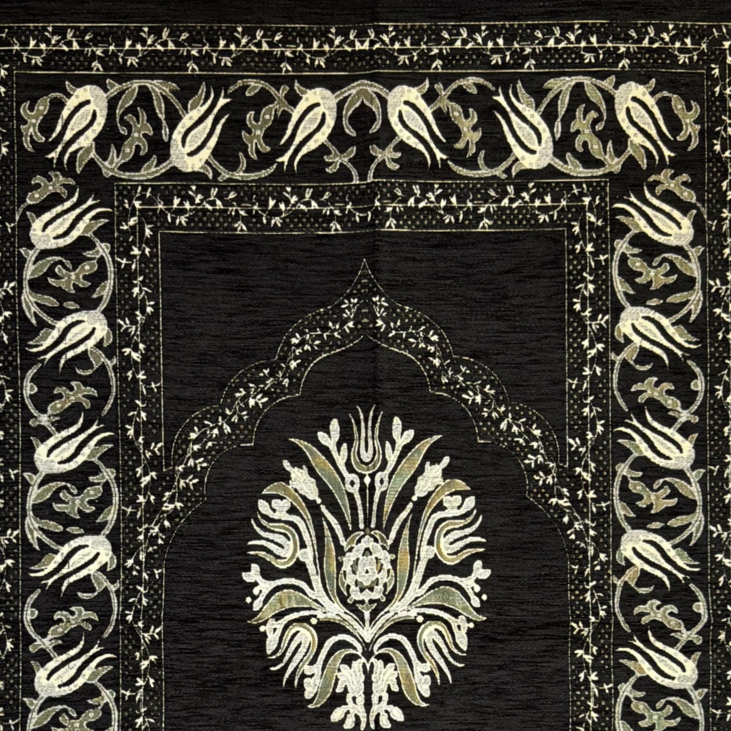Gebetsteppich Seccade mit Mihrab in Schwarz - Beige – Duft von Oriental - Style | oriental - style.de