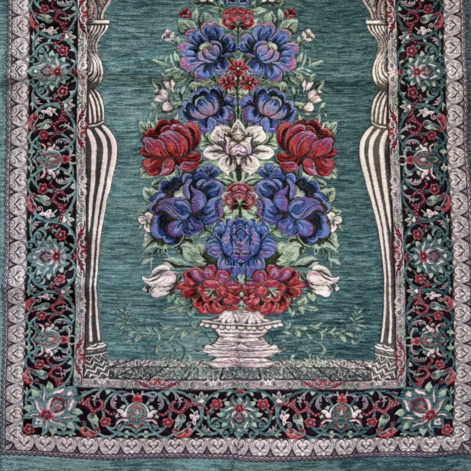 Gebetsteppich Luxus Seccade – Petrolgrün – Duft von Oriental - Style | oriental - style.de