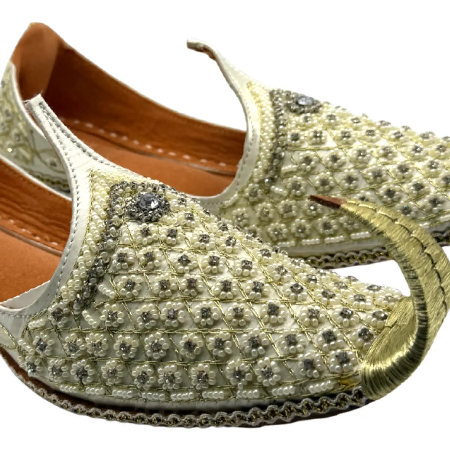 Indian Beak Shoes - Oriental Khussa In Cream