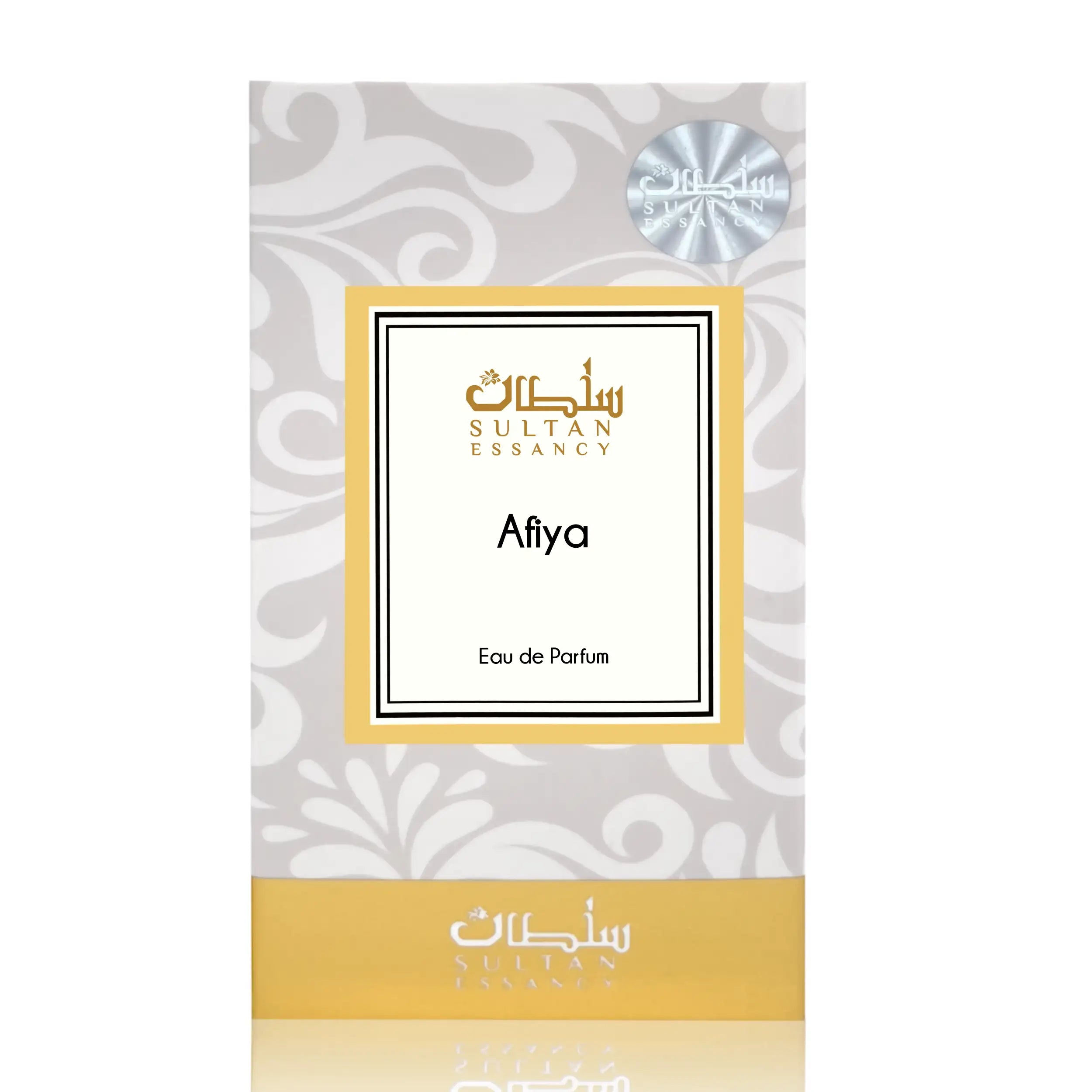 Verpackung von Afiya Eau de Parfum für Damen – fruchtig-pudriger Duft von Sultan Essancy mit Litschi, roten Früchten, Pfingstrose und Moschus