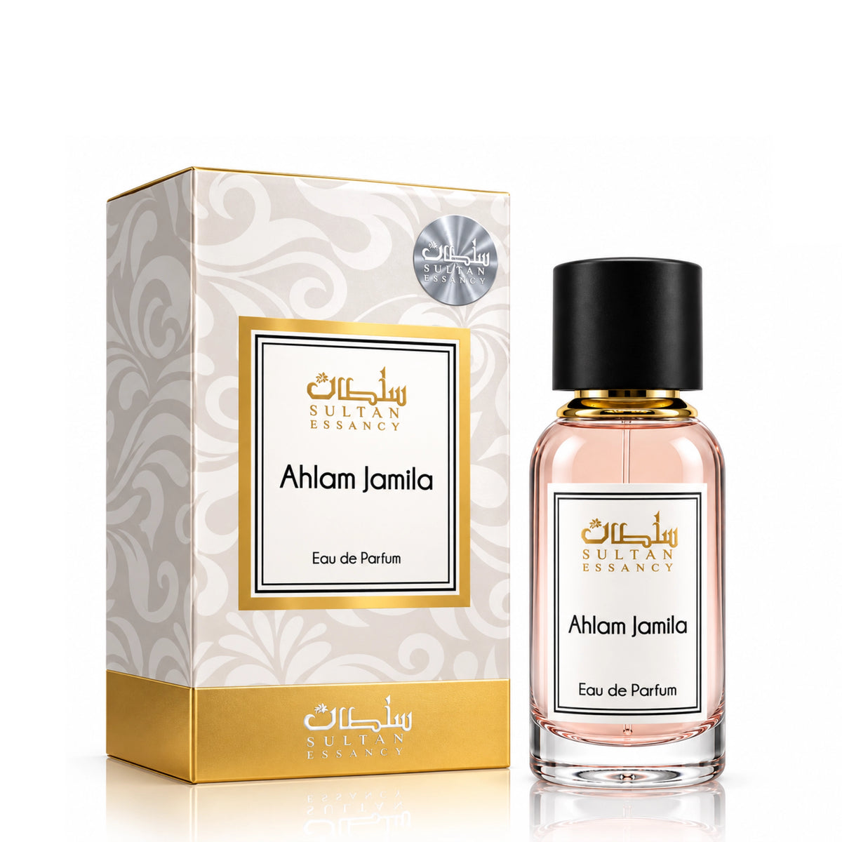 Ahlam Jamila Sultan Essancy Eau de Parfum für Damen mit Flakon und Geschenkbox – fruchtig-floraler Duft mit Litschi, Rose und Kakao