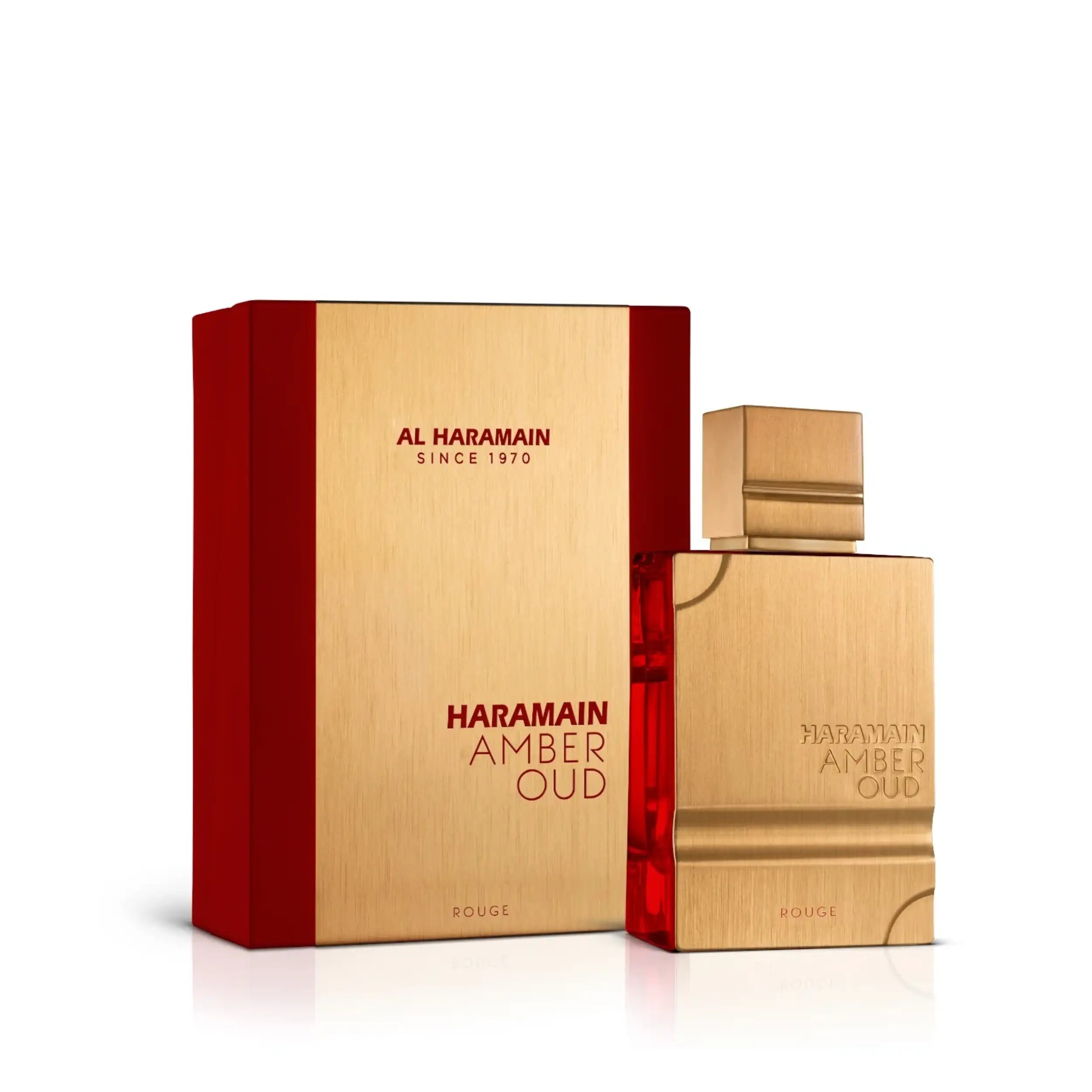 Al Haramain Amber Oud Rouge Eau de Parfum 60 ml mit Flakon und Verpackung – Unisexduft mit Safran, Jasmin, Ambergris und Moschus
