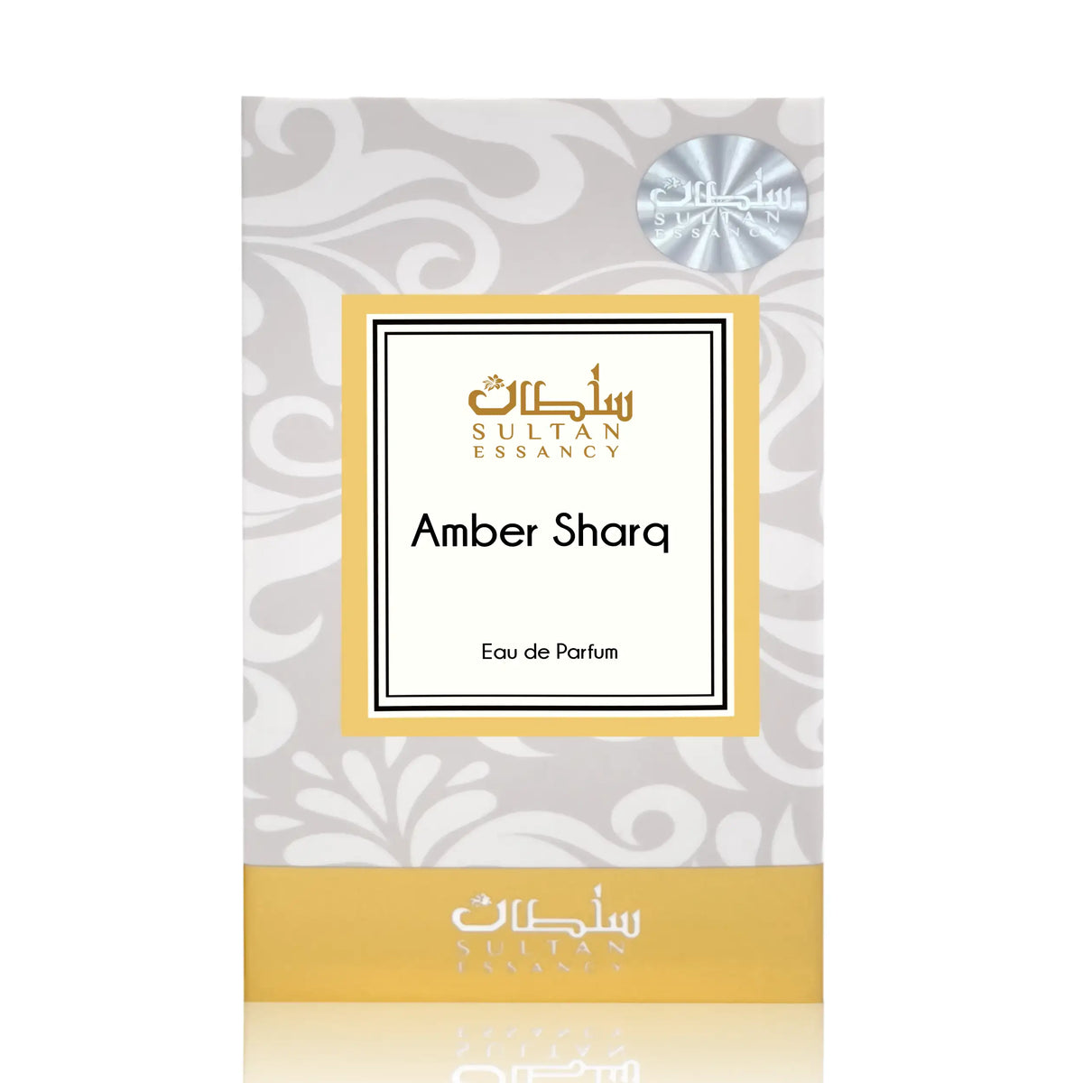 Verpackung von Amber Sharq Eau de Parfum von Sultan Essancy, orientalisch-holziger Unisex Duft mit Amber, Oud und Weihrauch