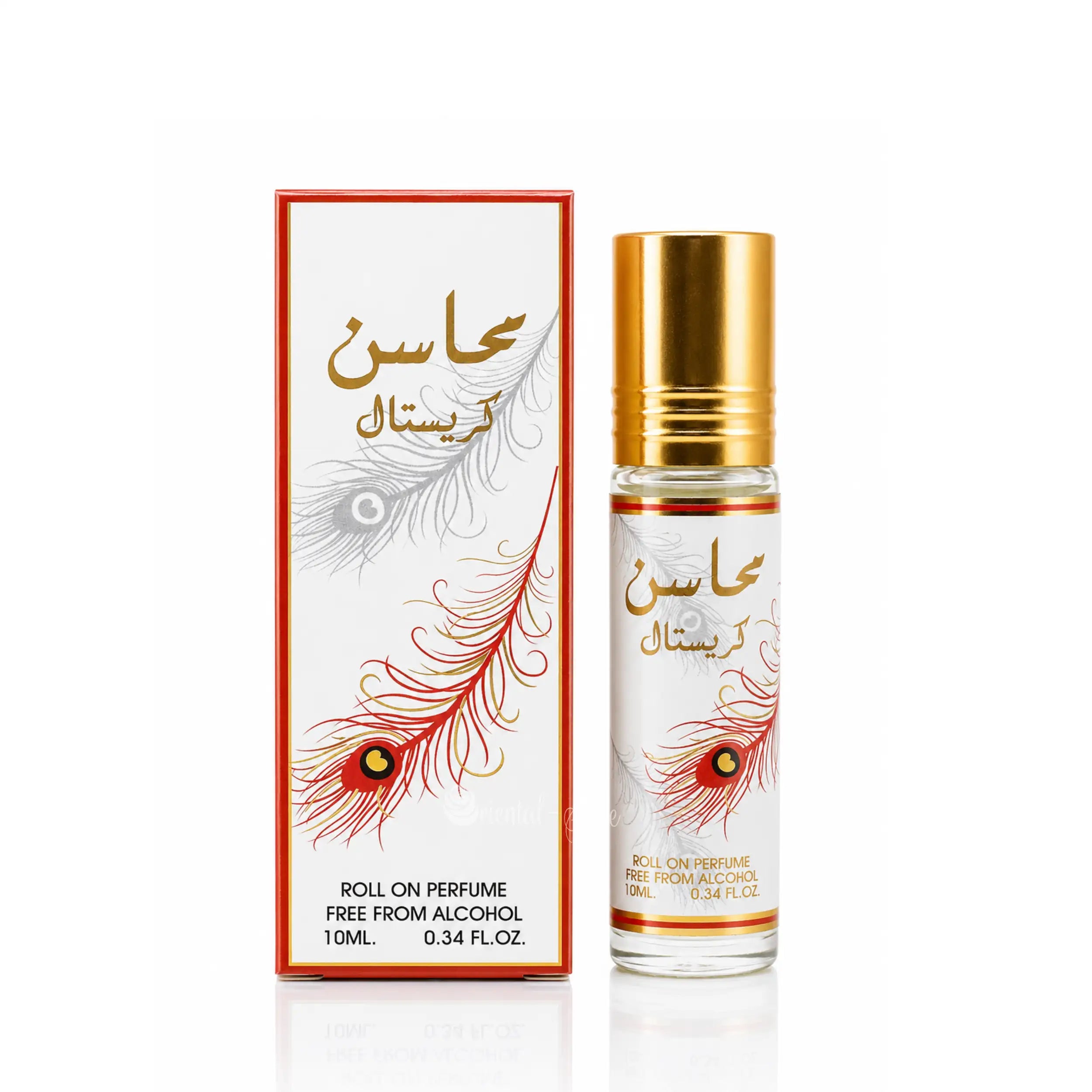 Ard Al Zaafaran Mahasin Crystal Parfümöl mit Verpackung und Roll-On Flakon, fruchtig-frischer Damenduft mit Johannisbeere, Mandarine, Apfel, Vanille und Moschus – Oriental-Style