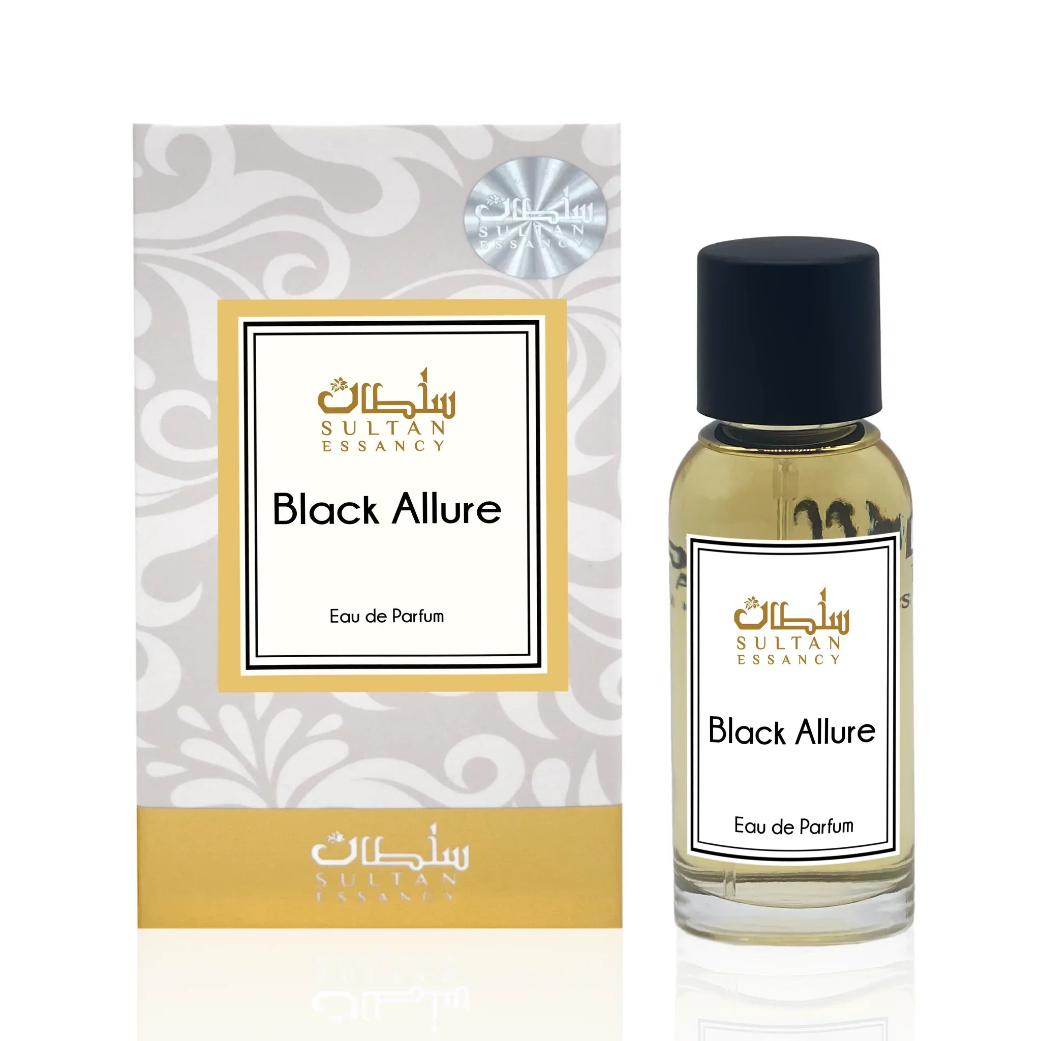 Black Allure Eau de Parfum mit Flakon und Verpackung