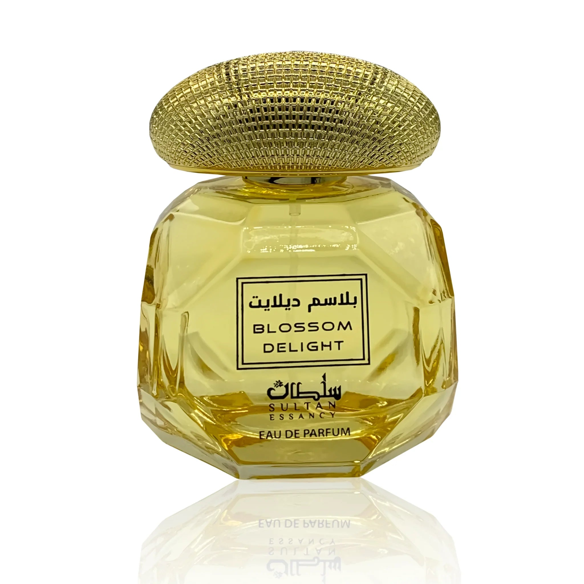 Blossom Delight Eau de Parfum in a golden glass bottle