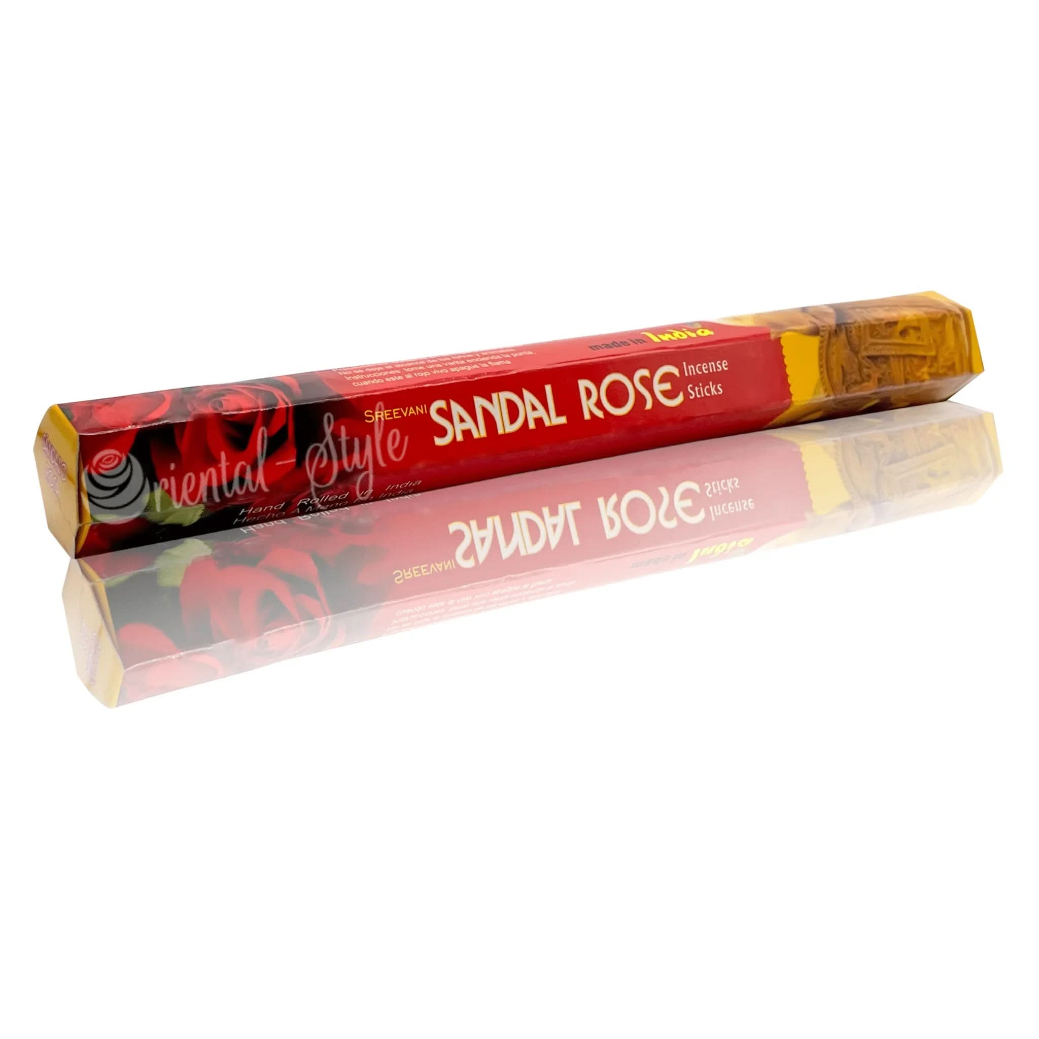Räucherstäbchen Sandal Rose Sree Vani mit Rosen und Sandelholz (20g) – Duft von Sree Vani | oriental - style.de