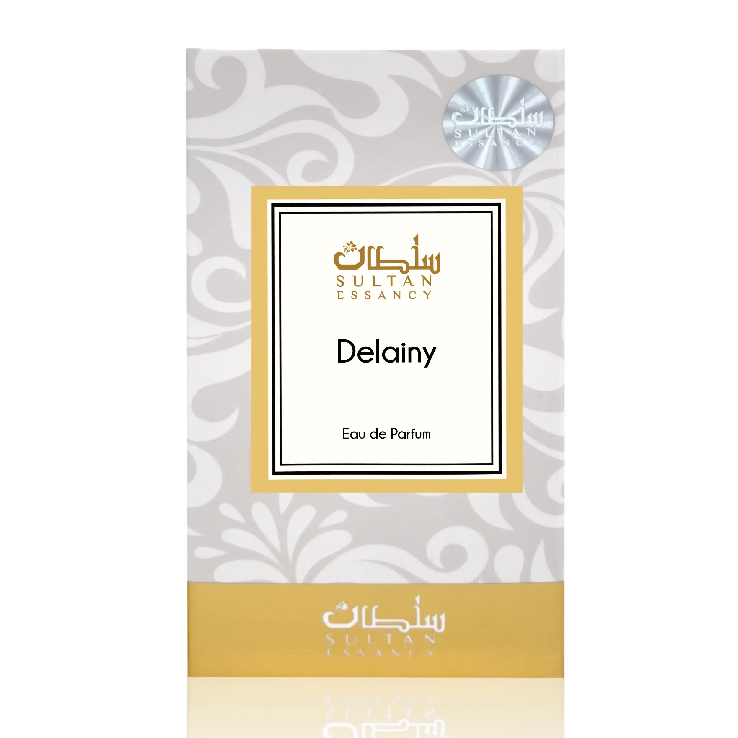 Delainy Eau de Parfum Verpackung von Sultan Essancy in Weiß und Gold