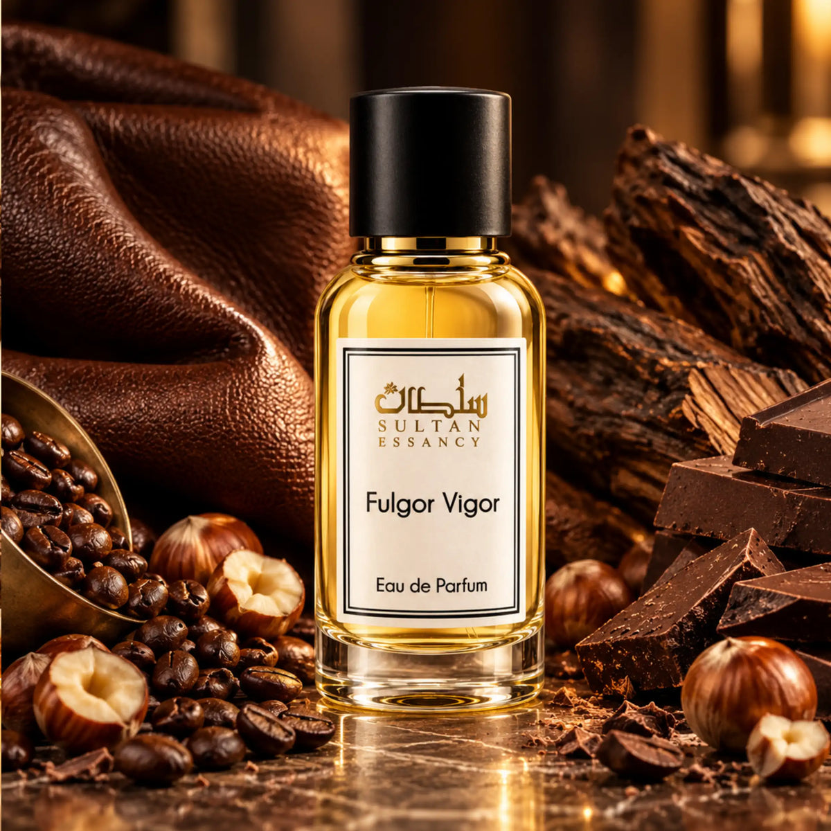 Fulgor Vigor Sultan Essancy Eau de Parfum, Lederduft  für Herren mit Kaffee und Haselnuss