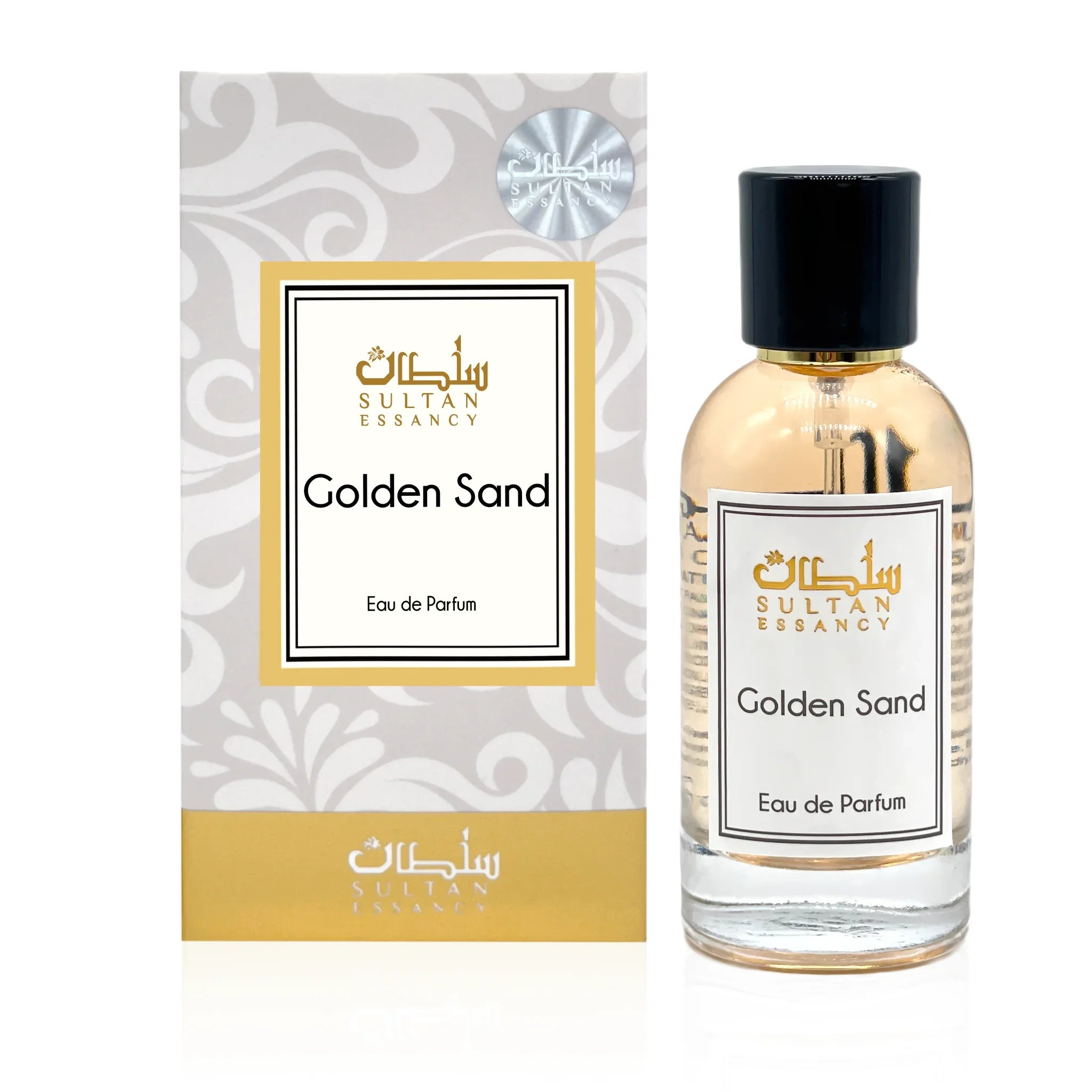 Golden Sand Eau de Parfum von Sultan Essancy mit Flakon und Verpackung