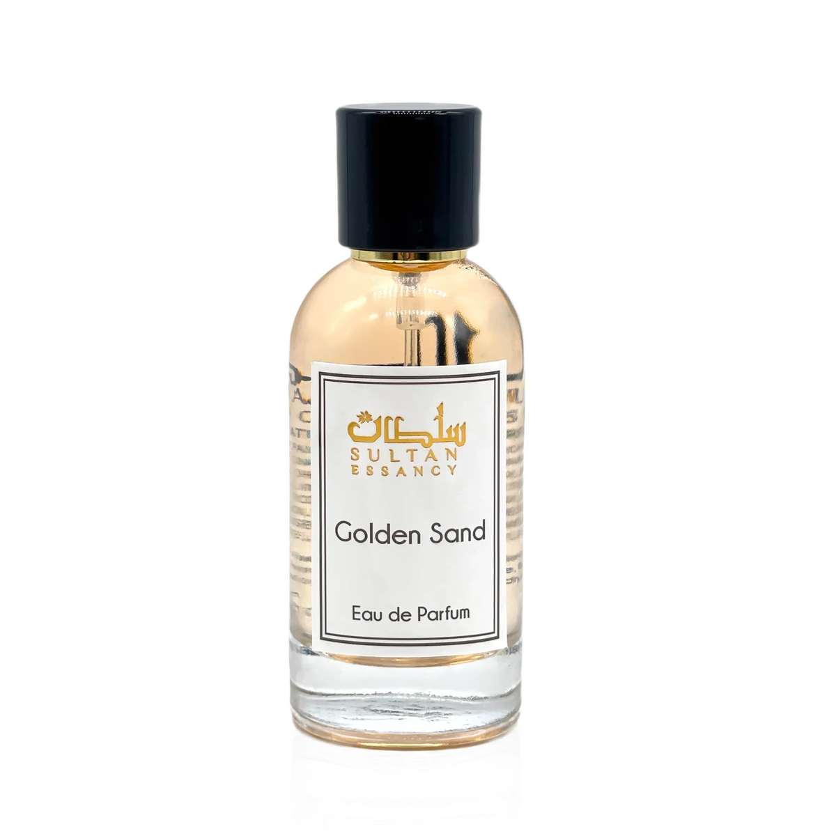 Golden Sand Parfumflakon von Sultan Essancy auf weißem Hintergrund