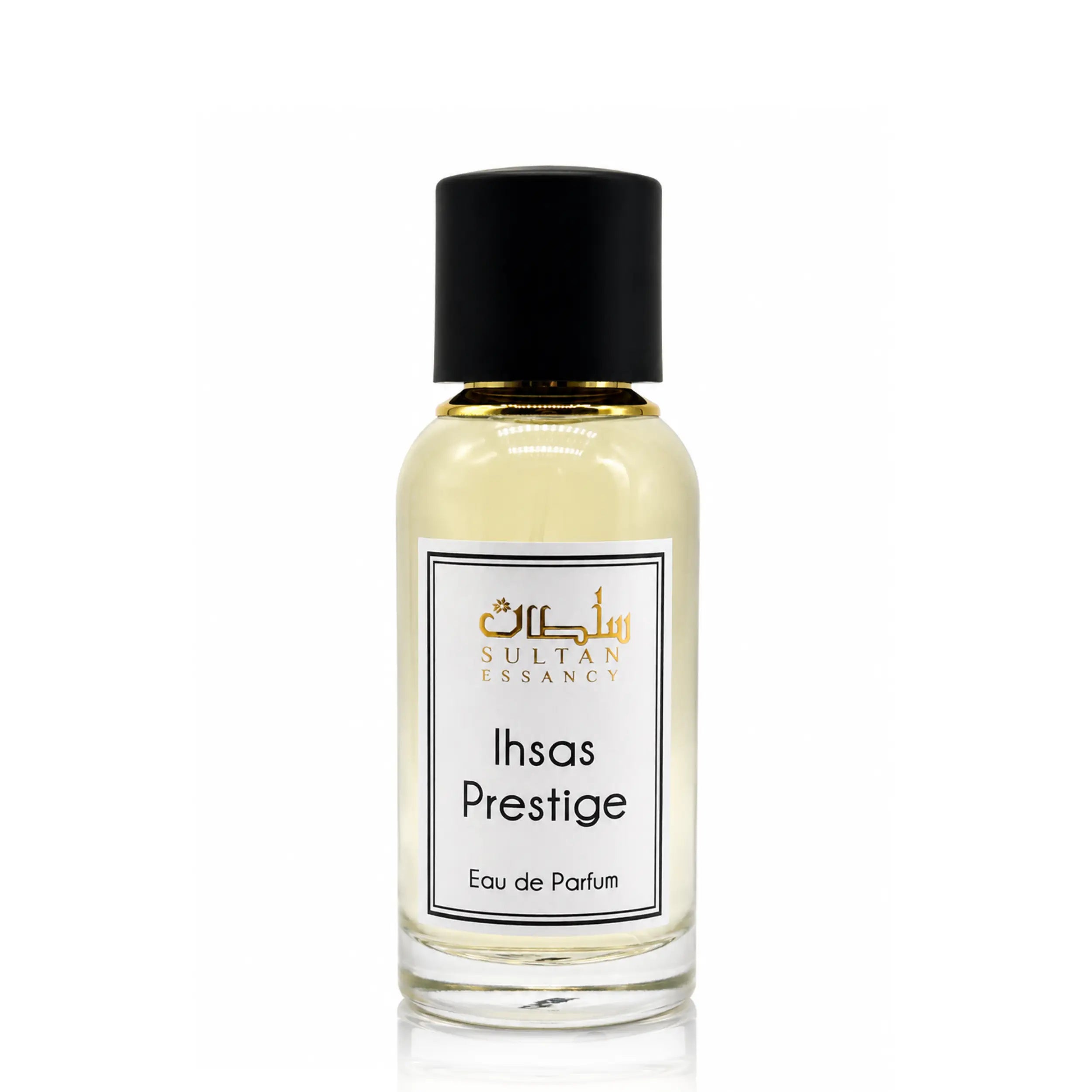 Ihsas Prestige Eau de Parfum von Sultan Essancy im Glasflakon, maskuliner Herrenduft mit frischer Pomu Rose, grüner Geranienblüte, Moschus und Amber