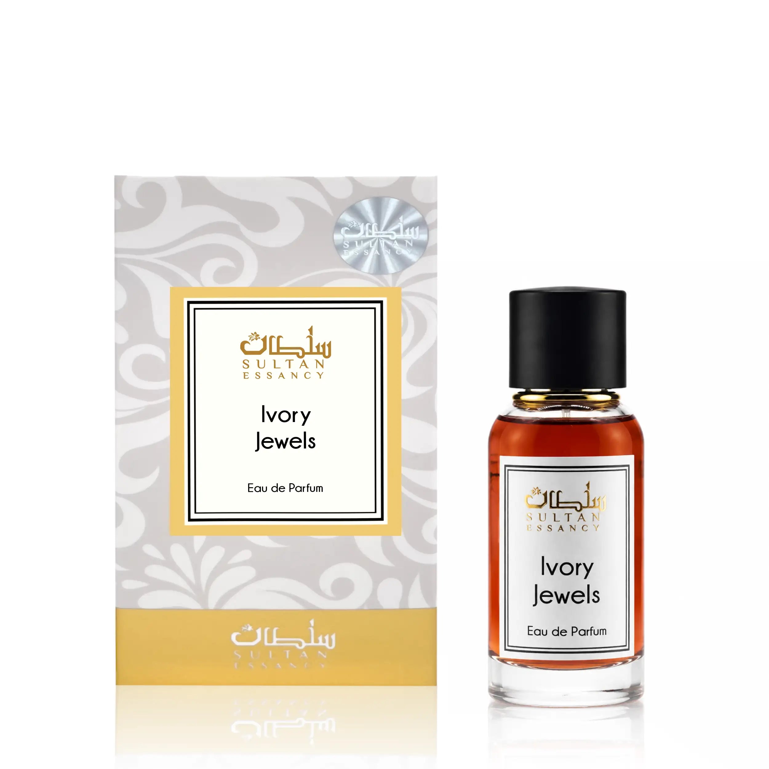 Ivory Jewels Unisex Eau de Parfum von Sultan Essancy mit elegantem Parfümflakon und passender Duftverpackung