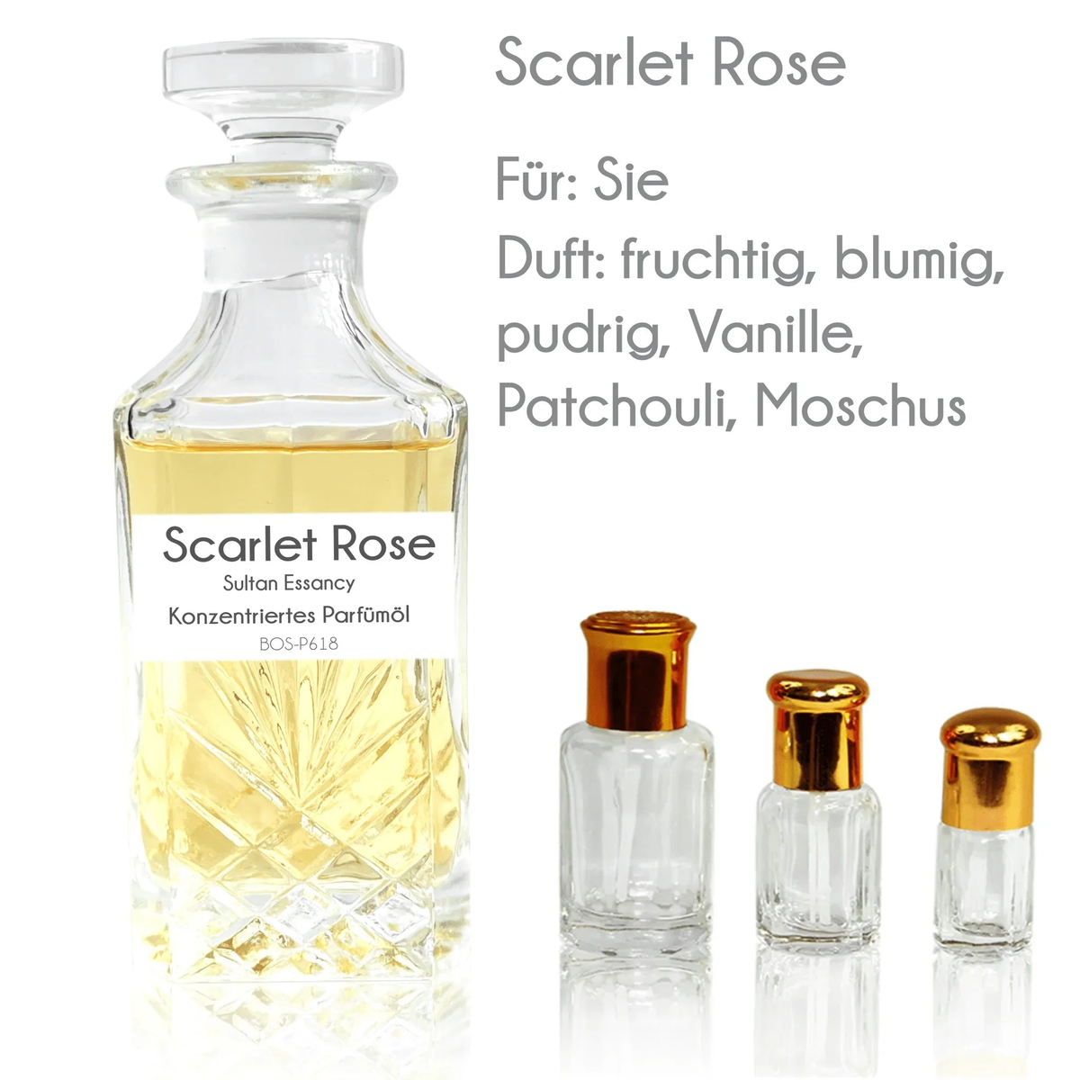 Konzentriertes Parfümöl Scarlet Rose Parfüm ohne Alkohol Sultan Essancy | Oriental-Style