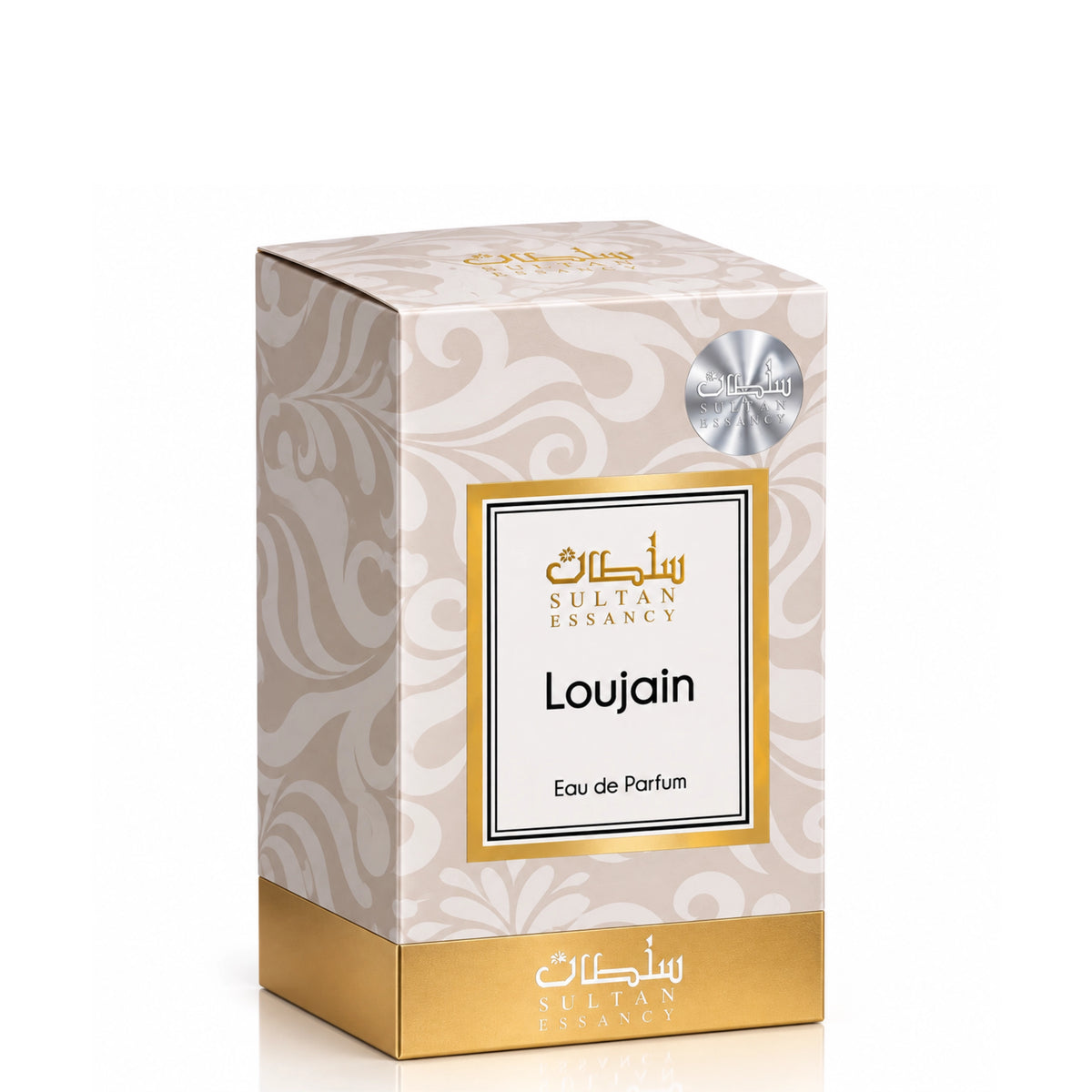 Loujain Sultan Essancy Eau de Parfum Verpackung – holzig-balsamischer Unisex-Duft mit Zedernholz, Sandelholz, Myrrhe und Vanille