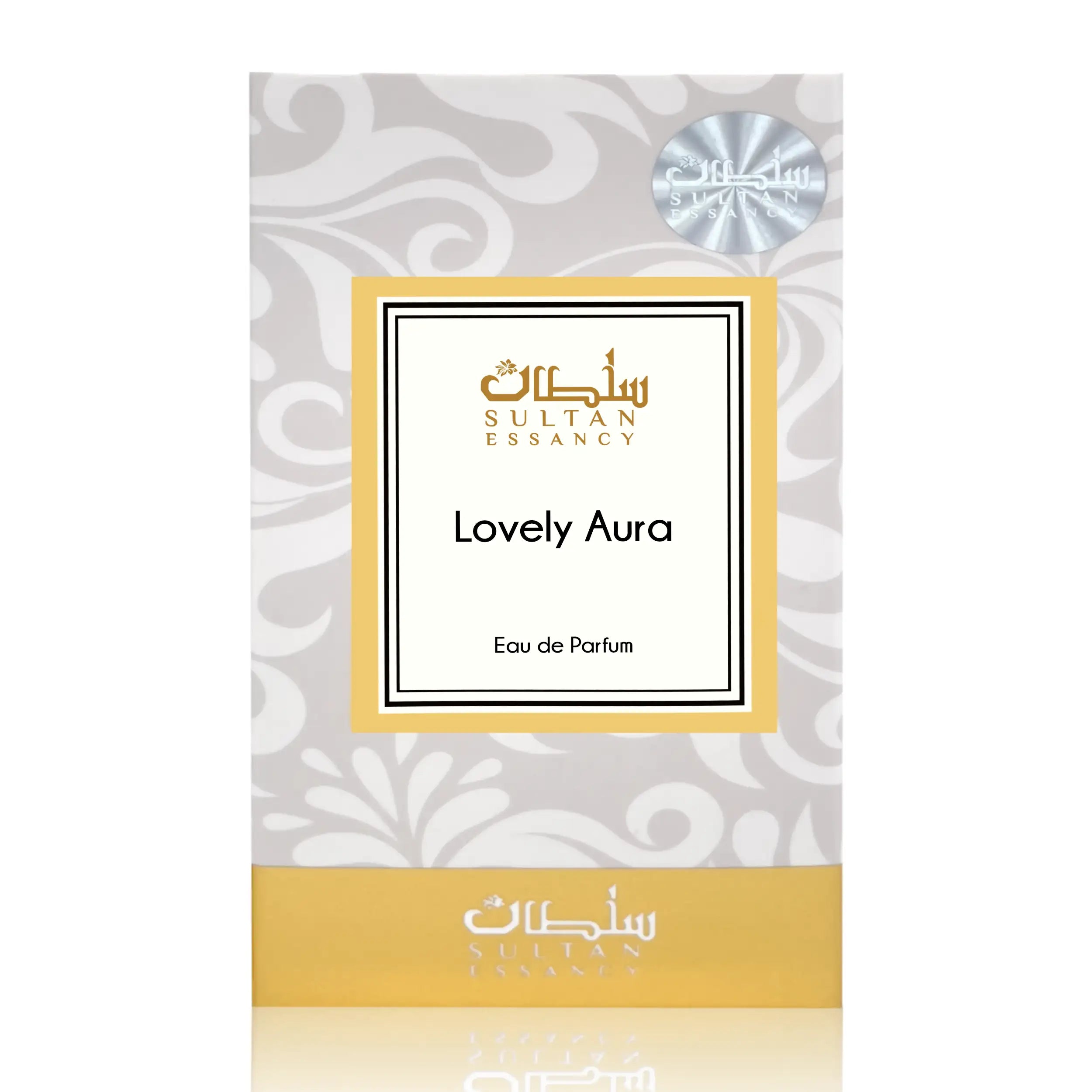 Originalverpackung von Lovely Aura Eau de Parfum für Damen von Sultan Essancy in Weiß und Gold
