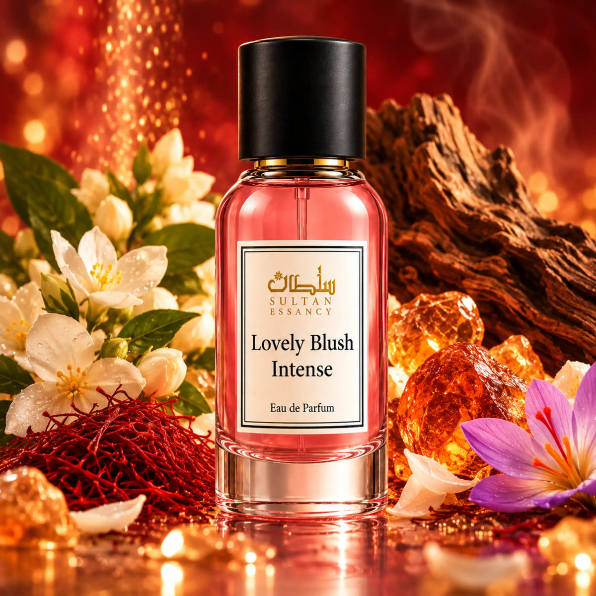 Lovely Blush Intense Unisex Eau de Parfum von Sultan Essancy mit Safran, Jasmin, Amber und warmen Holznoten