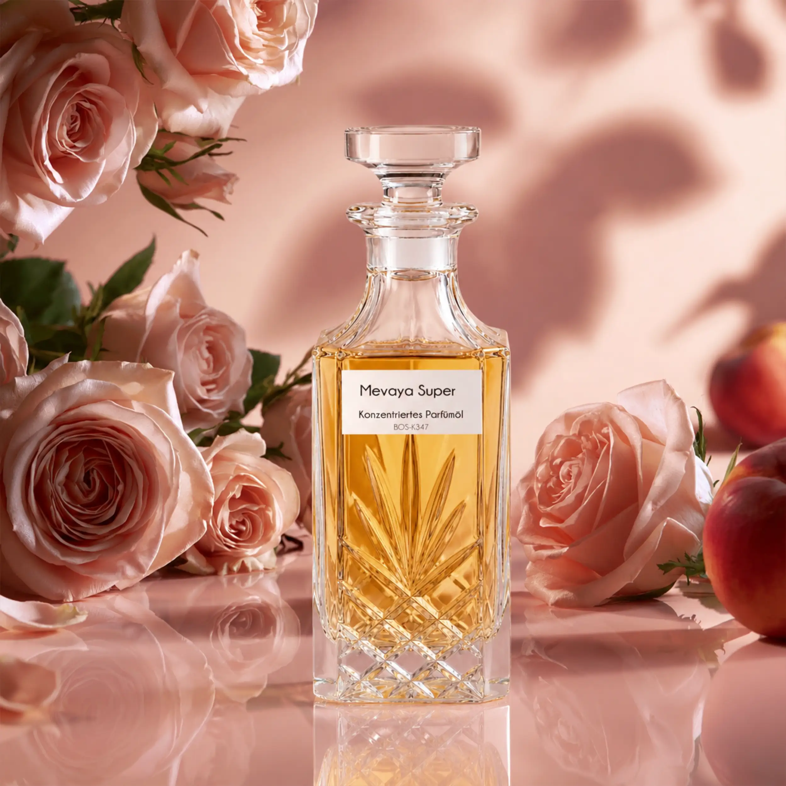 Mevaya Super Parfümöl von Sultan Essancy, Narciso Rodriguez For Her Eau de Parfum Dupe und Duftzwilling mit Rose, Pfirsich, Moschus, Amber und Sandelholz