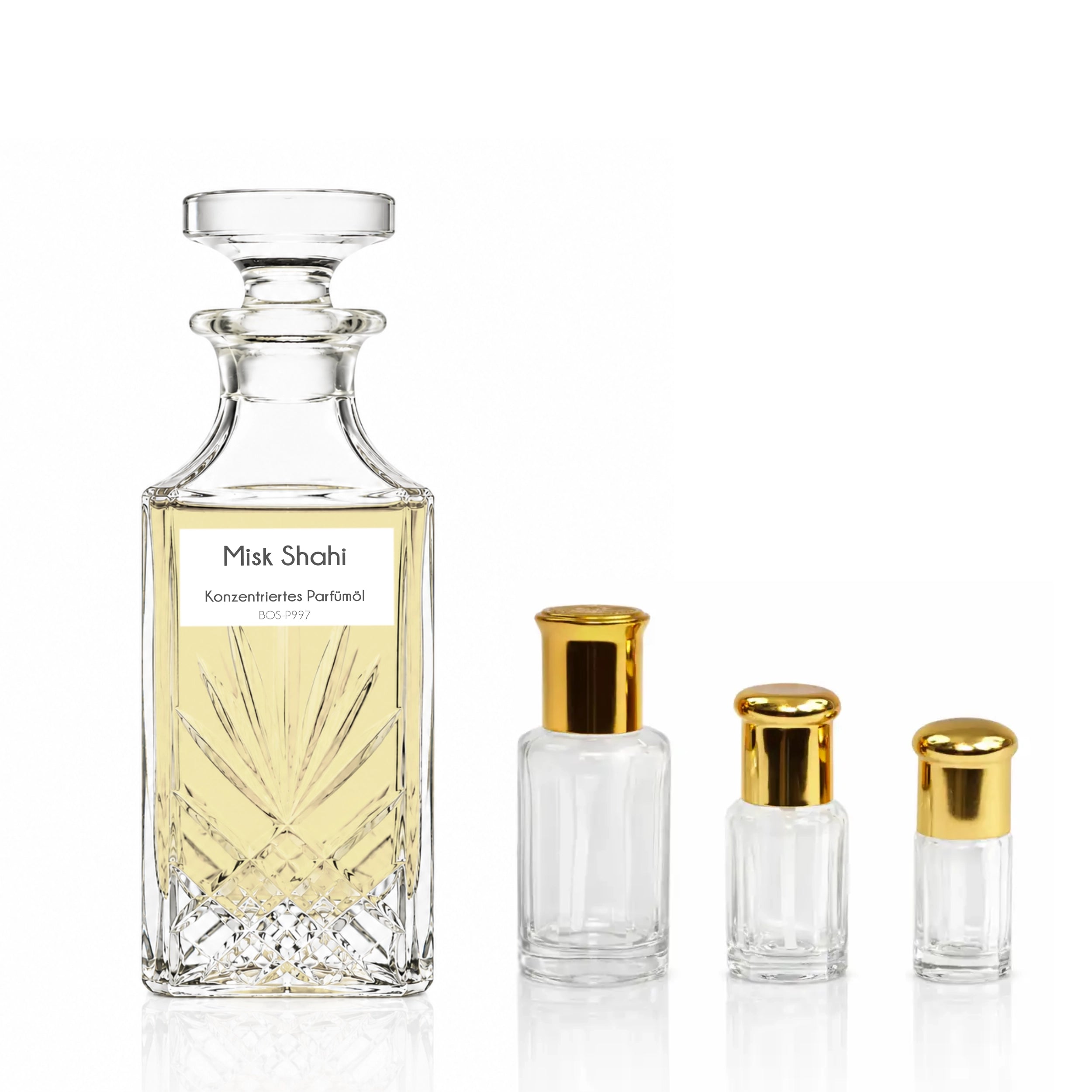 Misk Shahi Parfümöl von Sultan Essancy mit Kristallflakon und verschiedenen Flakongrößen – aromatischer Oud-Duft mit Leder, Amber und Moschus