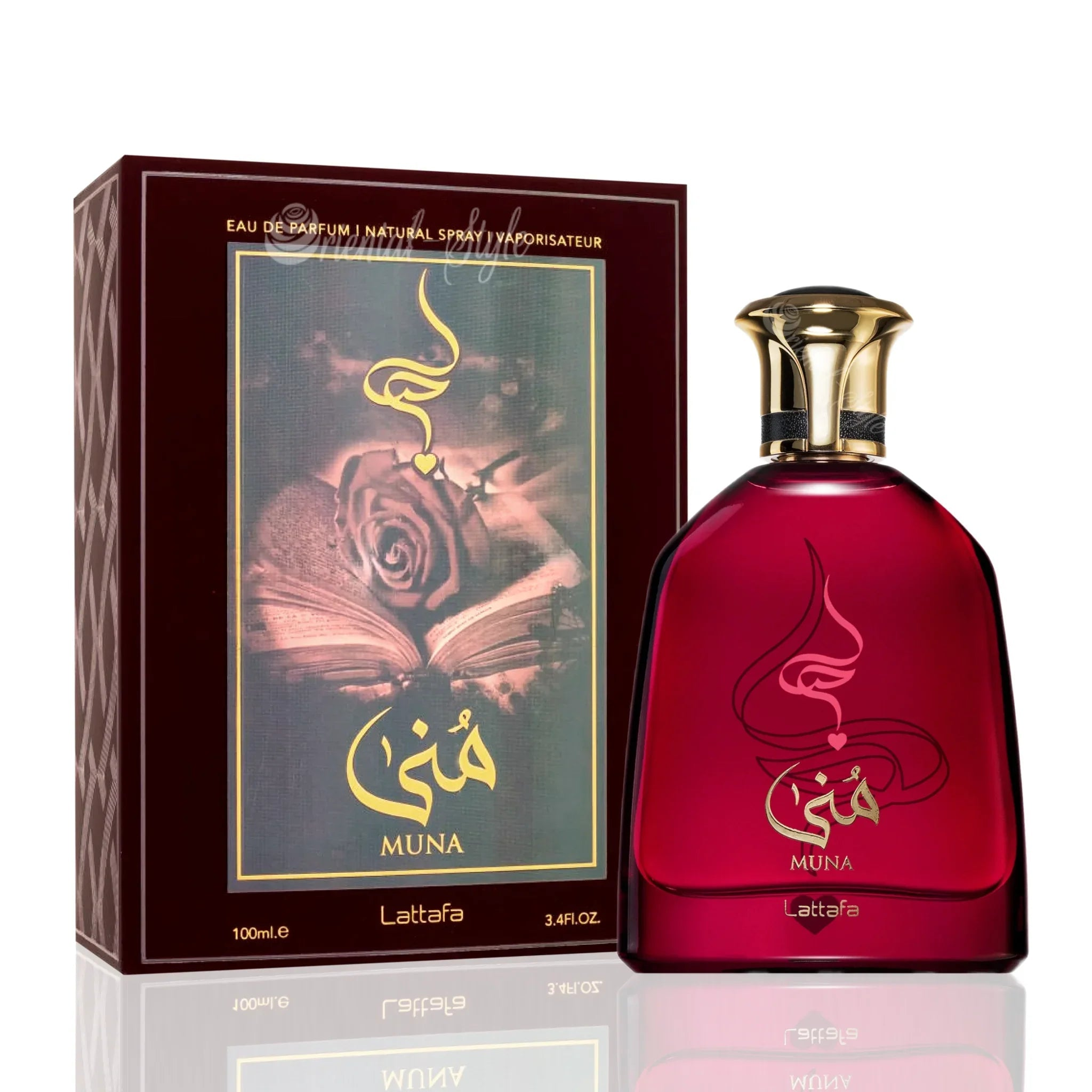 Muna Lattafa Eau de Parfum Flakon und Verpackung 100ml