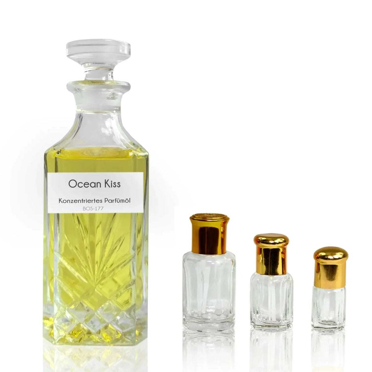 Ocean Kiss Parfümöl-Flakon mit drei kleinen Abfüllflakons