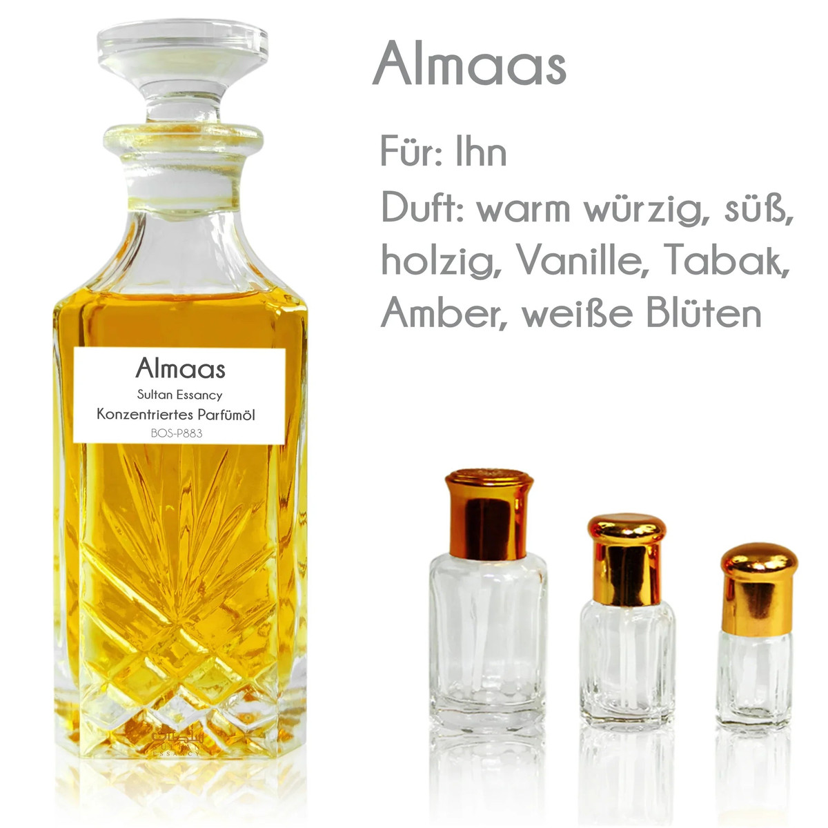 Almaas perfume oil with cognac, vanilla and patchouli
