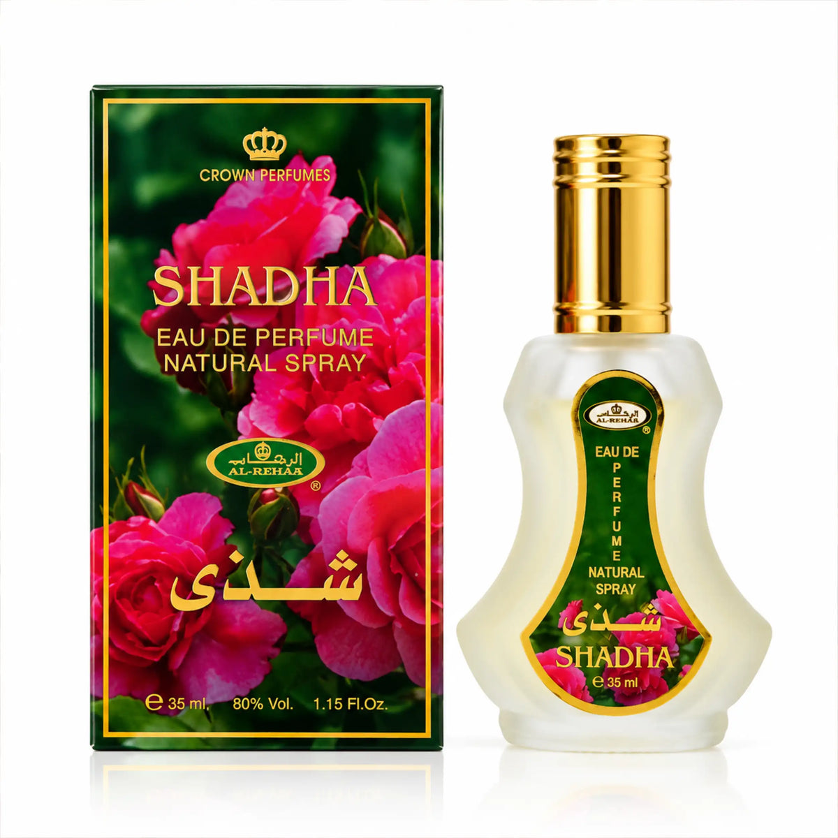 Shadha Al Rehab Eau de Parfum 35 ml mit Flakon und floral bedruckter Verpackung