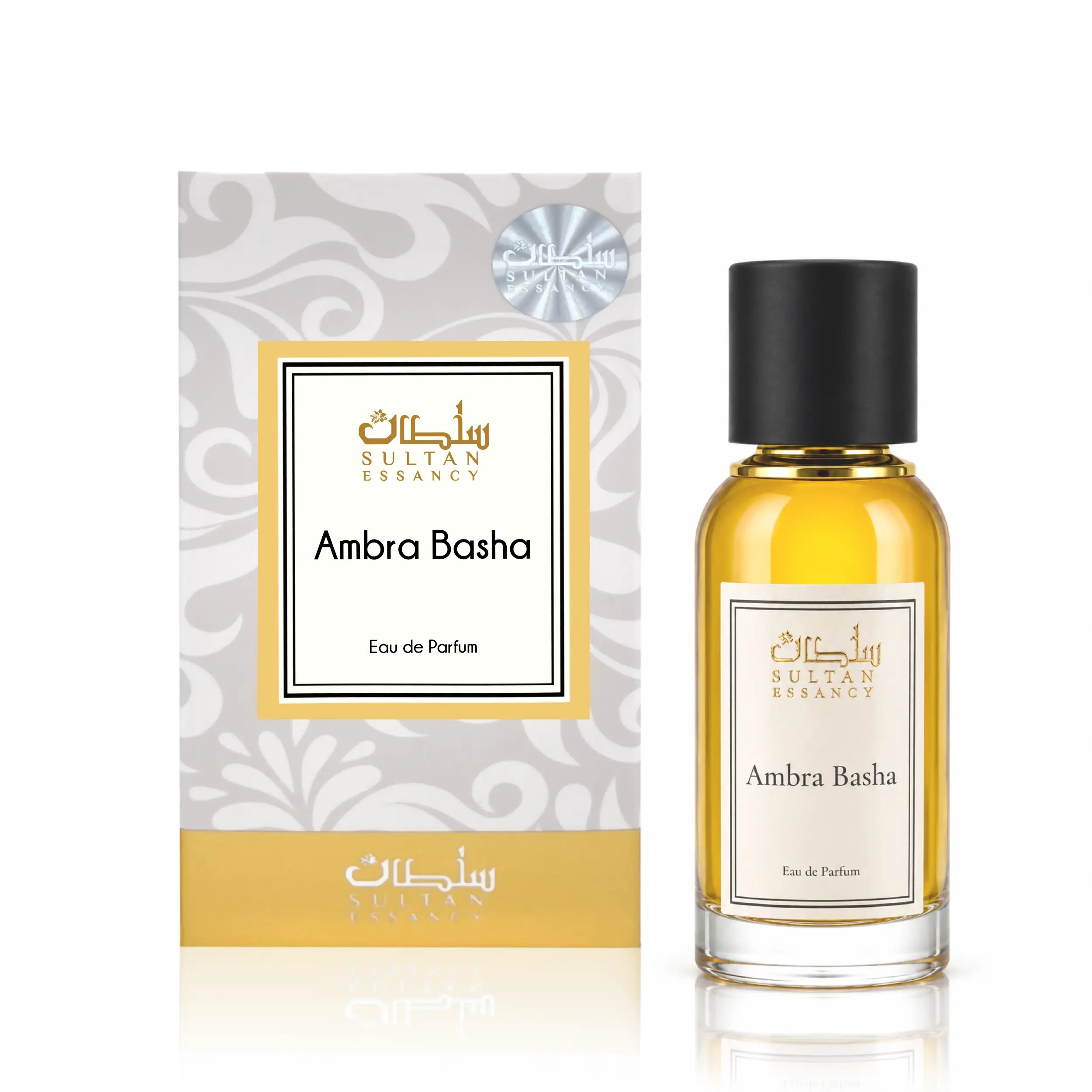 Sultan Essancy Ambra Basha Eau de Parfum mit Box und Flakon, dunkler Unisexduft mit maskuliner Wärme als Duftzwilling und Dupe, mit schwarzer Johannisbeere, Rum, Amaretto, Amber, Sandelholz, Vanille und Harztiefe – Oriental-Style.