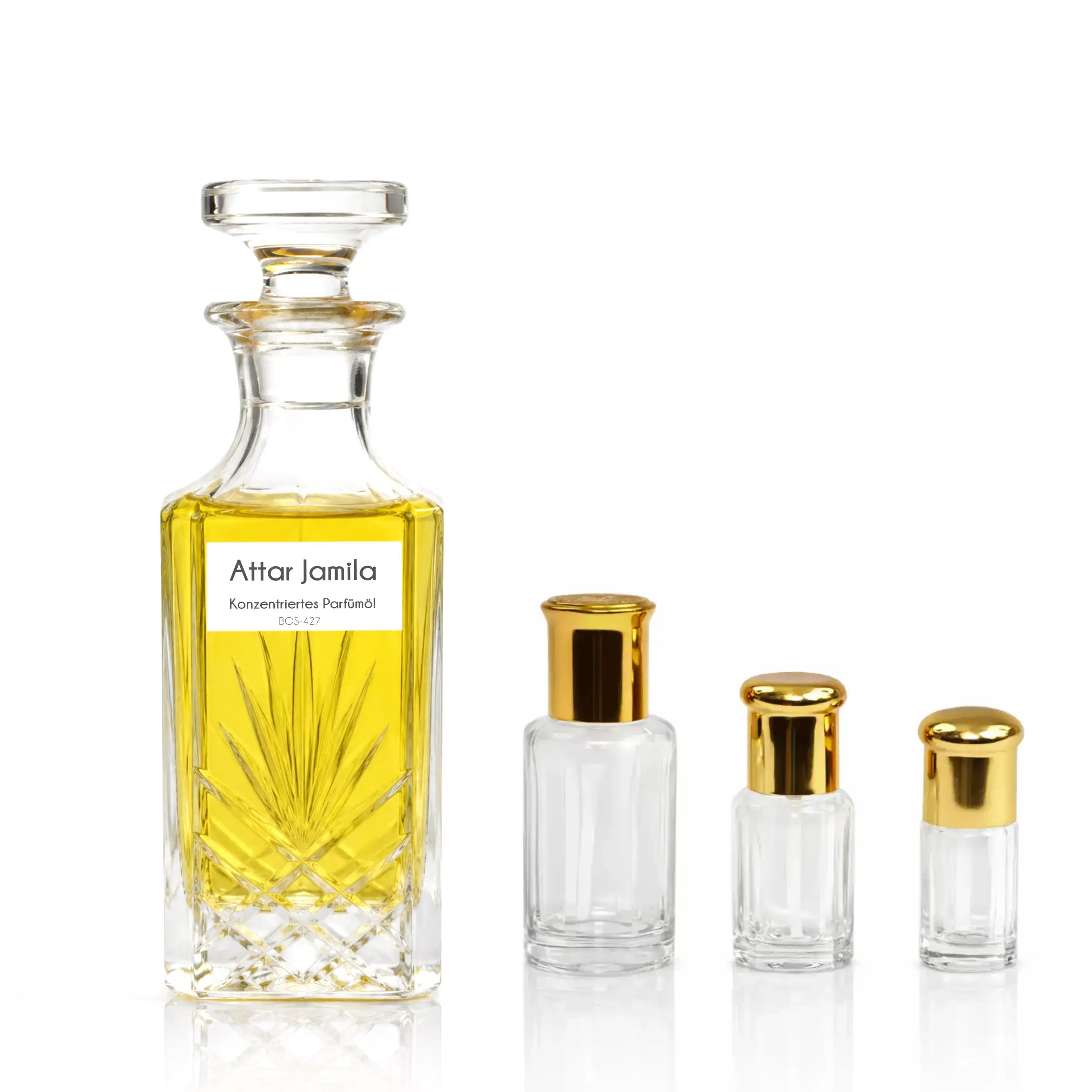 Sultan Essancy Attar Jamila Parfümöl Set mit Glasflakon und Rollerflaschen, fruchtig-süßer Duftzwilling und Dupe mit Himbeere, Rose, Vanille, Moschus und Amberwood – Oriental-Style