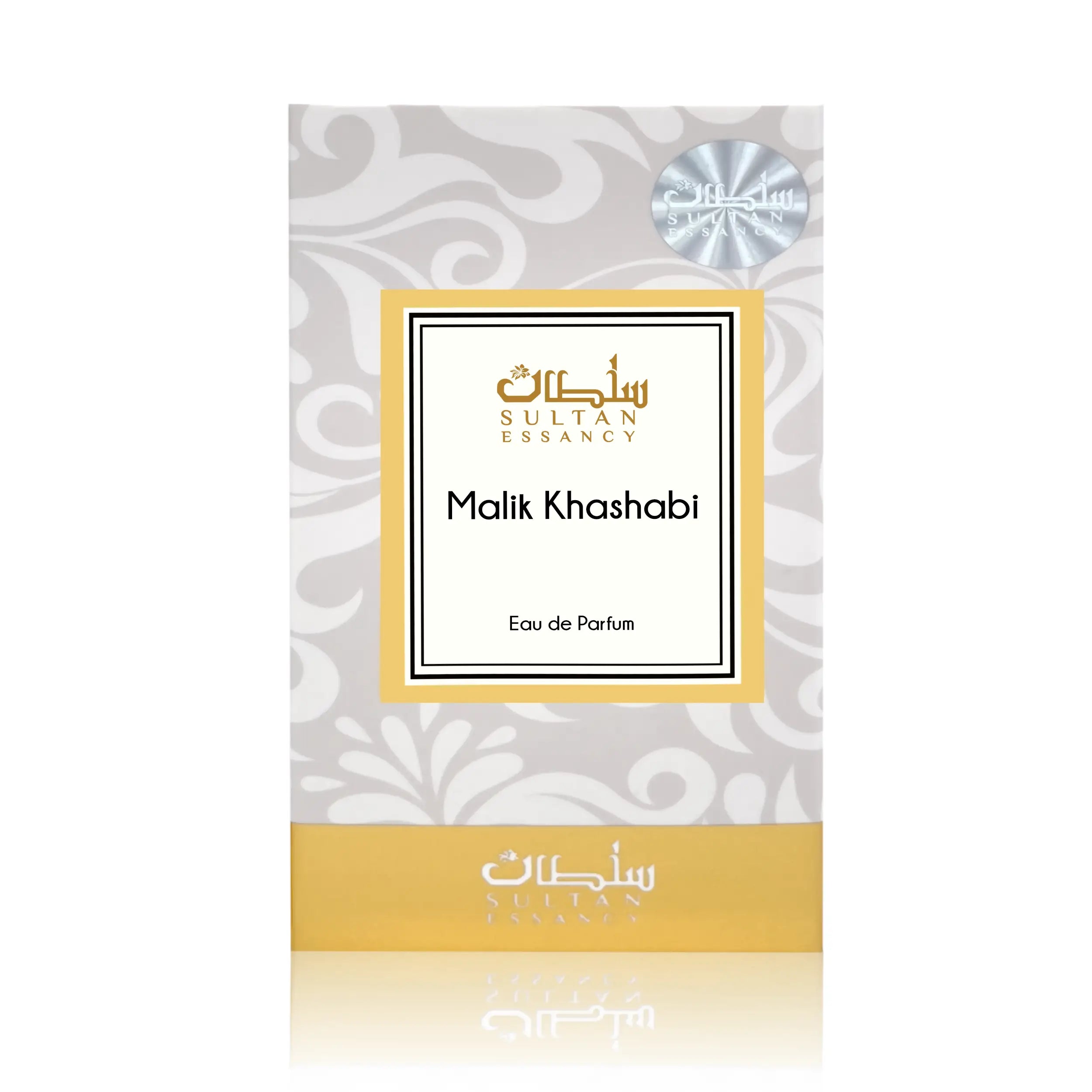 Sultan Essancy Malik Khashabi Eau de Parfum Verpackung – aromatischer Unisex Duft mit maskuliner Ausrichtung, Atlaszeder, Tannenbalsam, Pfeffer, Rose und warmem Labdanum