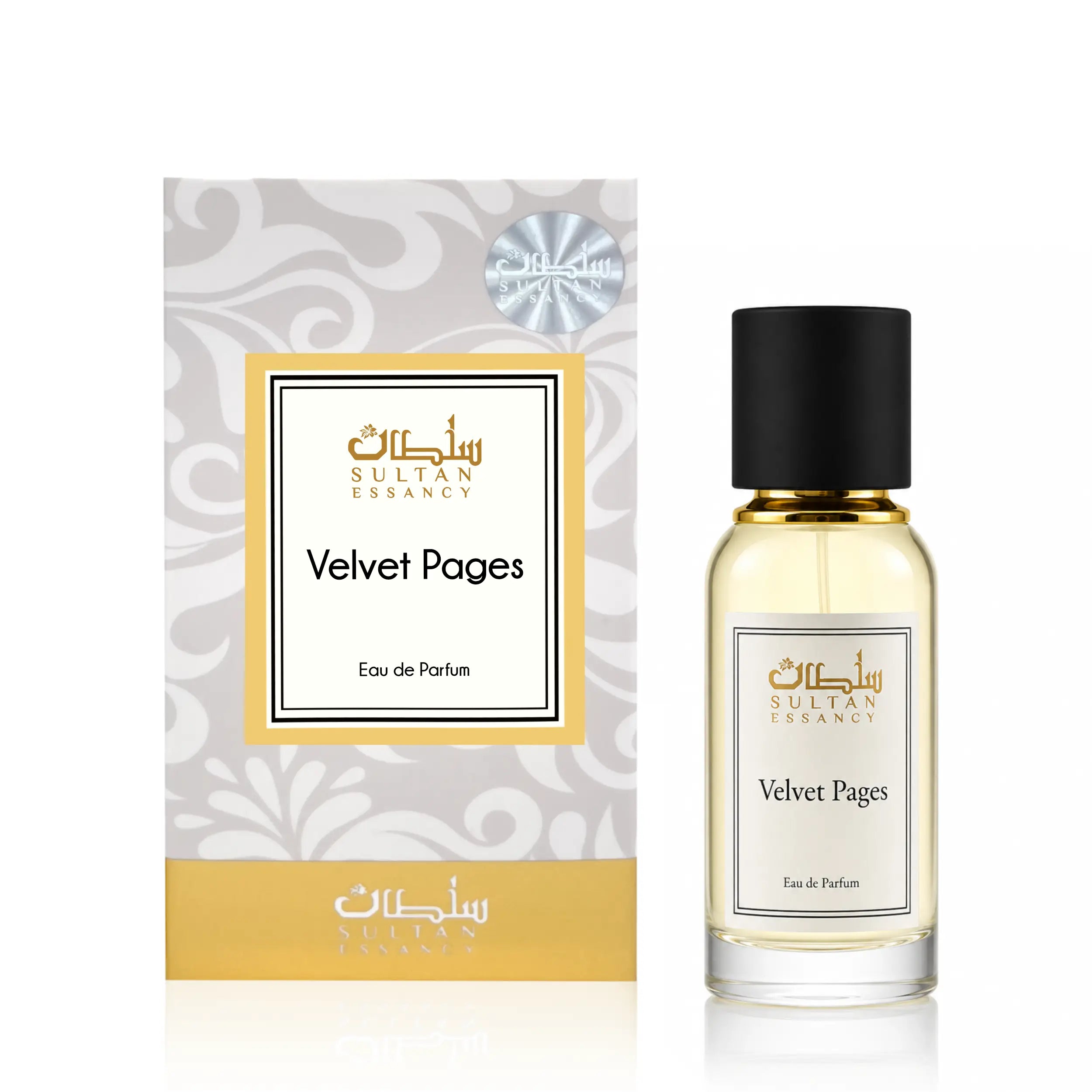 Sultan Essancy Velvet Pages Eau de Parfum mit Box und Flakon, warmer Unisex-Duft mit Vanille, Zedernholz, Holznoten, Pfeffer und pudrig-holziger Bibliotheksnote – Oriental-Style.