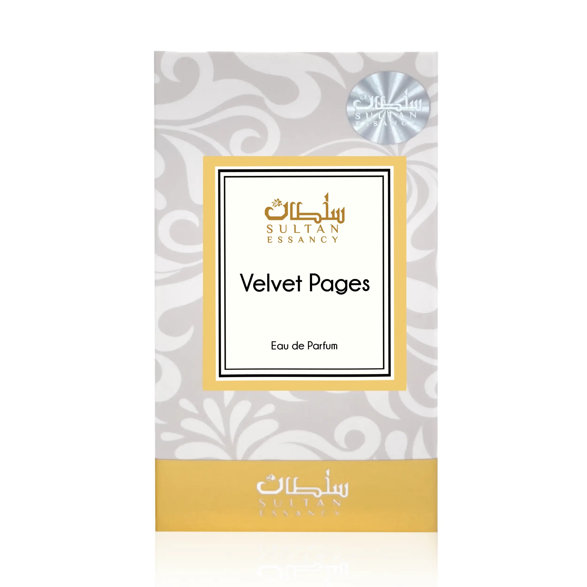 Sultan Essancy Velvet Pages Eau de Parfum Box, warmer Unisex-Duft mit Vanille, Zedernholz, Pfeffer und eleganter pudrig-holziger Bibliotheksnote – Oriental-Style.