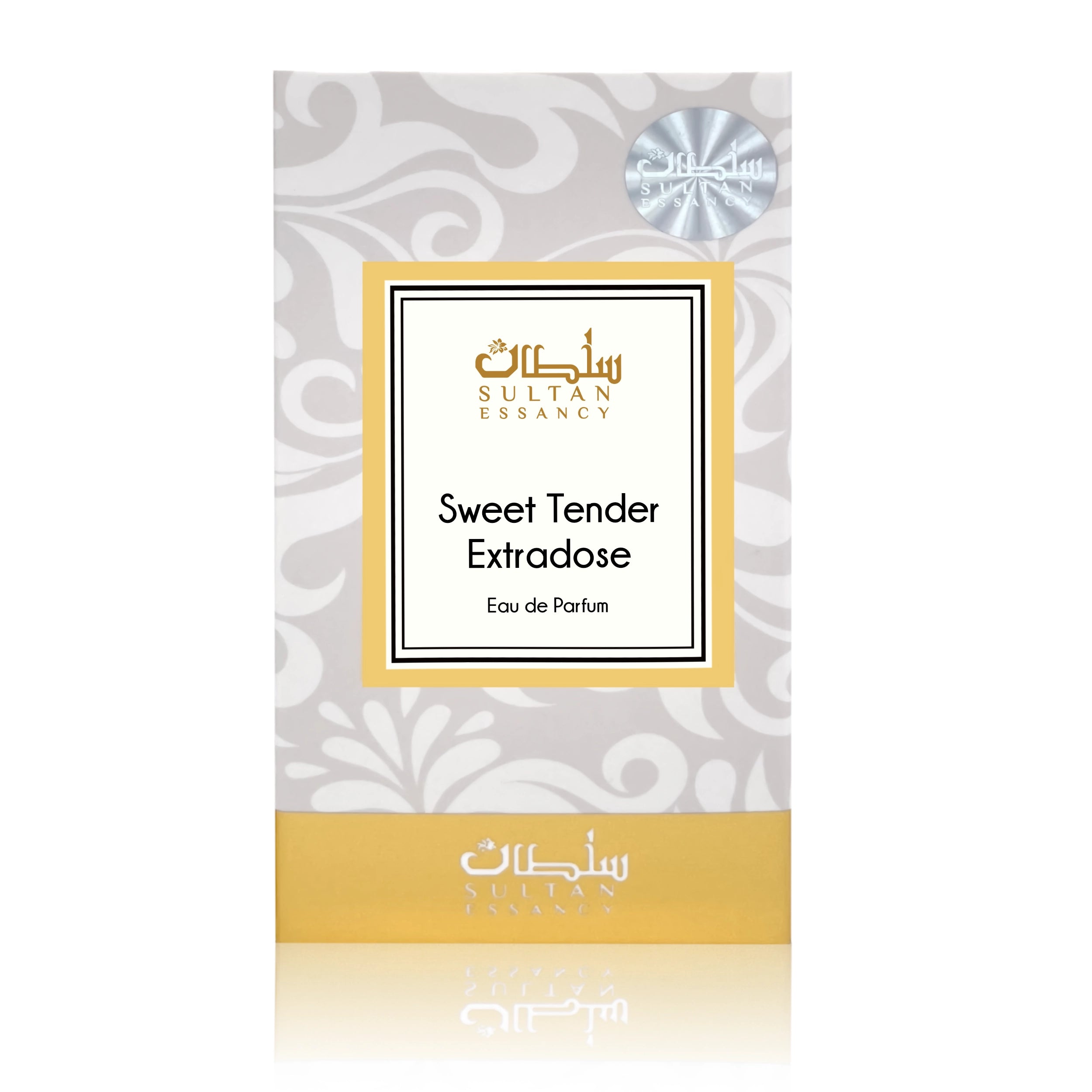 Sweet Tender Extradose Eau de Parfum Verpackung von Sultan Essancy, süßer Vanille-Gourmand-Duftzwilling für Damen mit schwarzer Johannisbeere und Rum