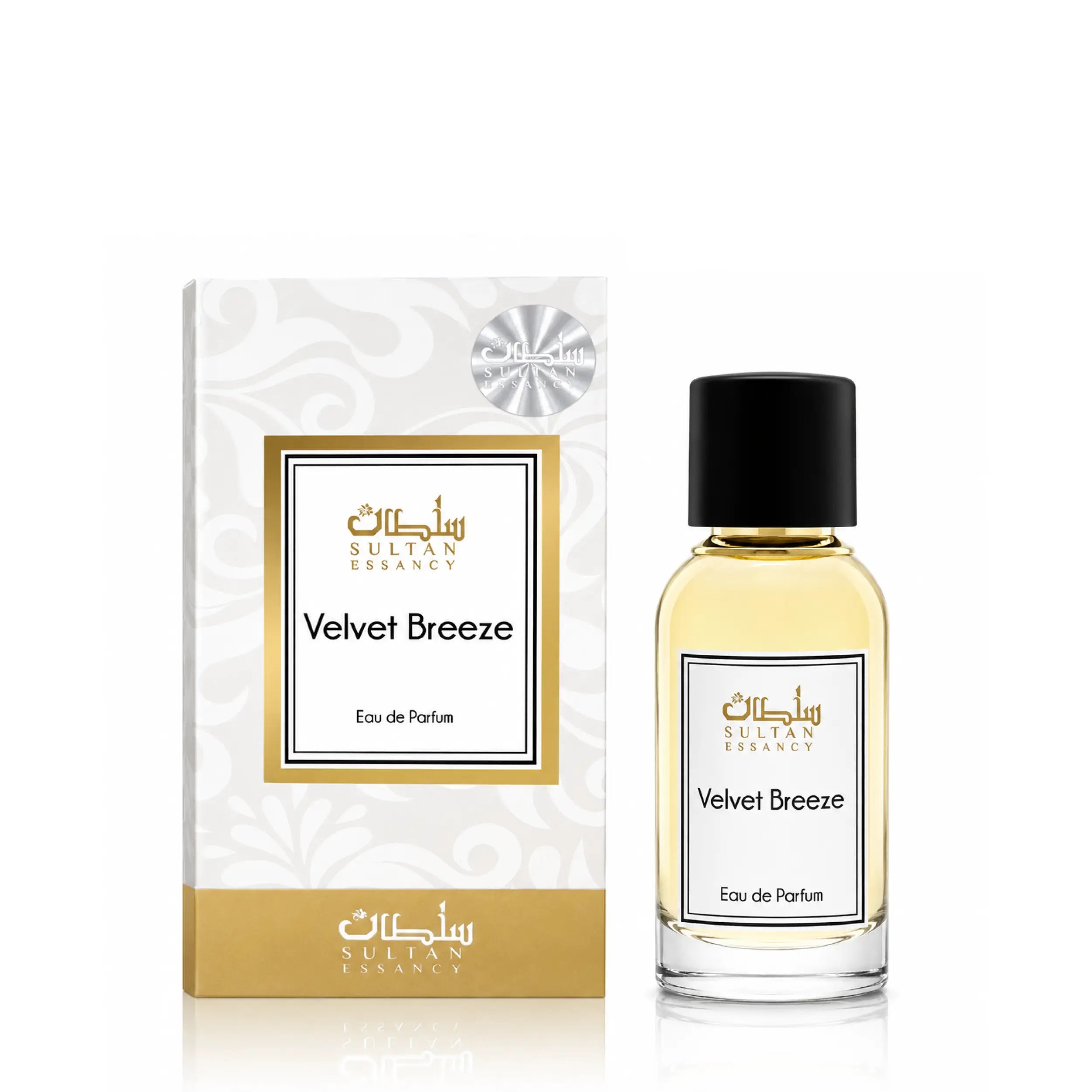 Velvet Breeze Eau de Parfum von Sultan Essancy mit Flakon und Verpackung – Damenduft mit Orangenblüte, Tuberose, Jasmin und Vanille