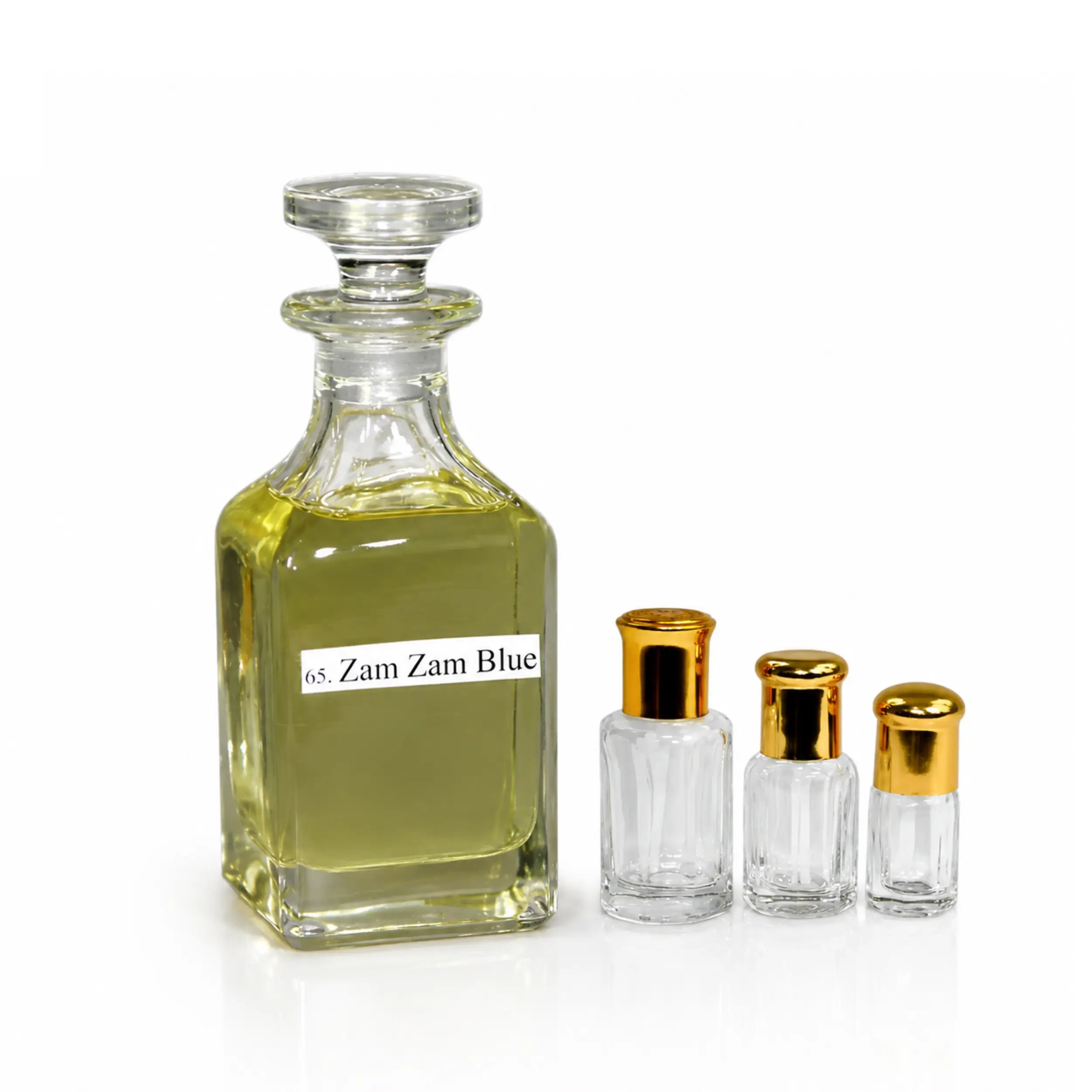 ZamZam Blue Parfümöl für Herren von Sultan Essancy mit großem Duftöl-Flakon und drei kleinen Roll-on-Flaschen